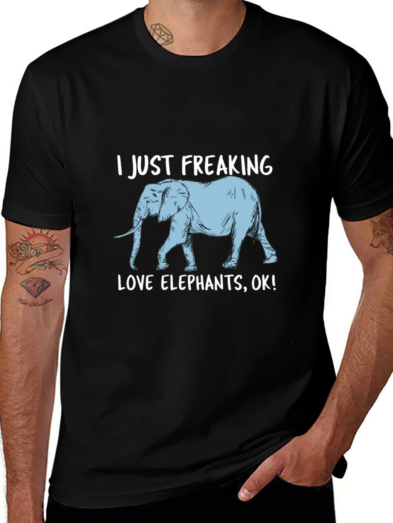Variant 15 of I Just Freaking Love Elephants Graphic Tee