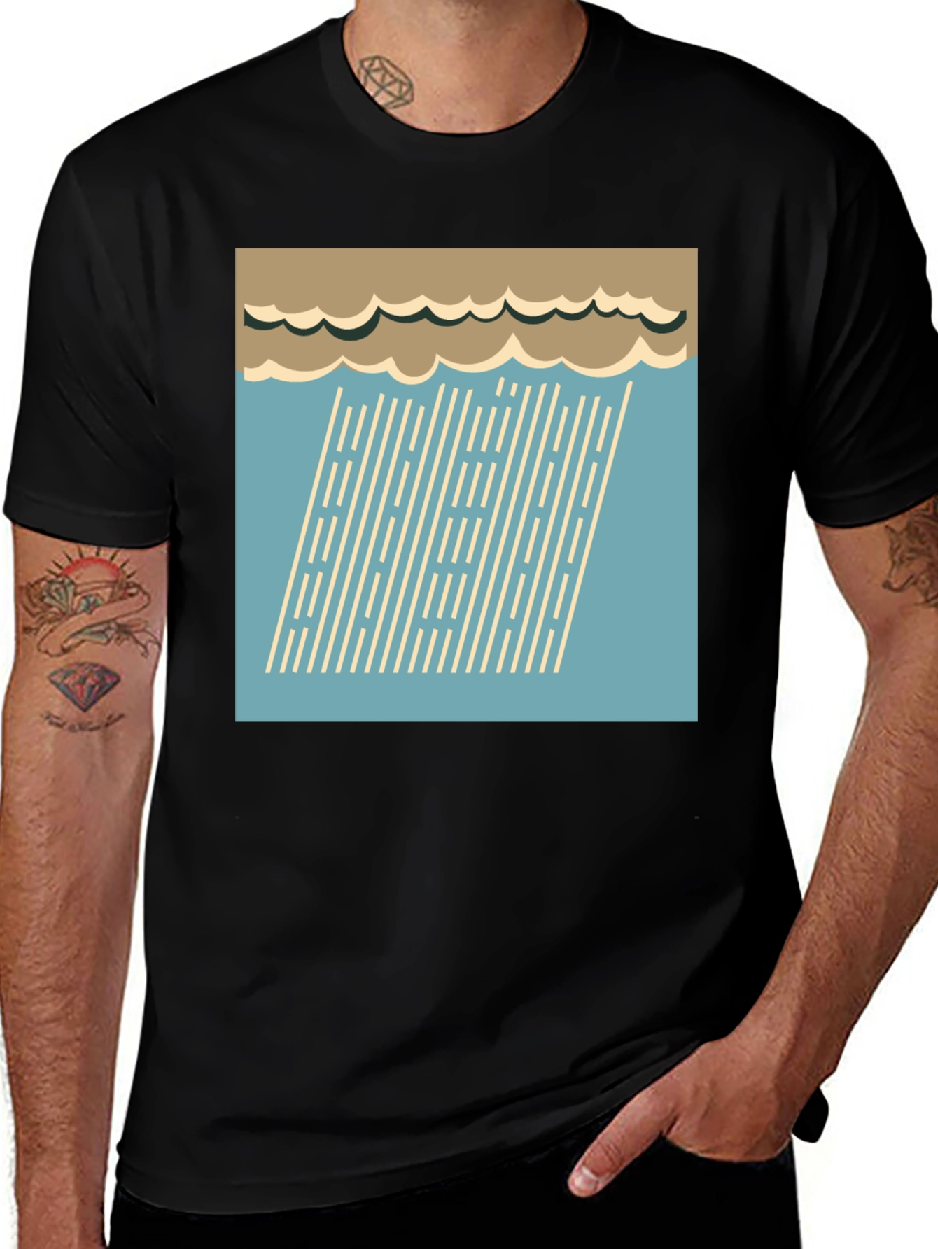 Variant 20 of Retro Rain Graphic Tee - Stylish Weather Shirt