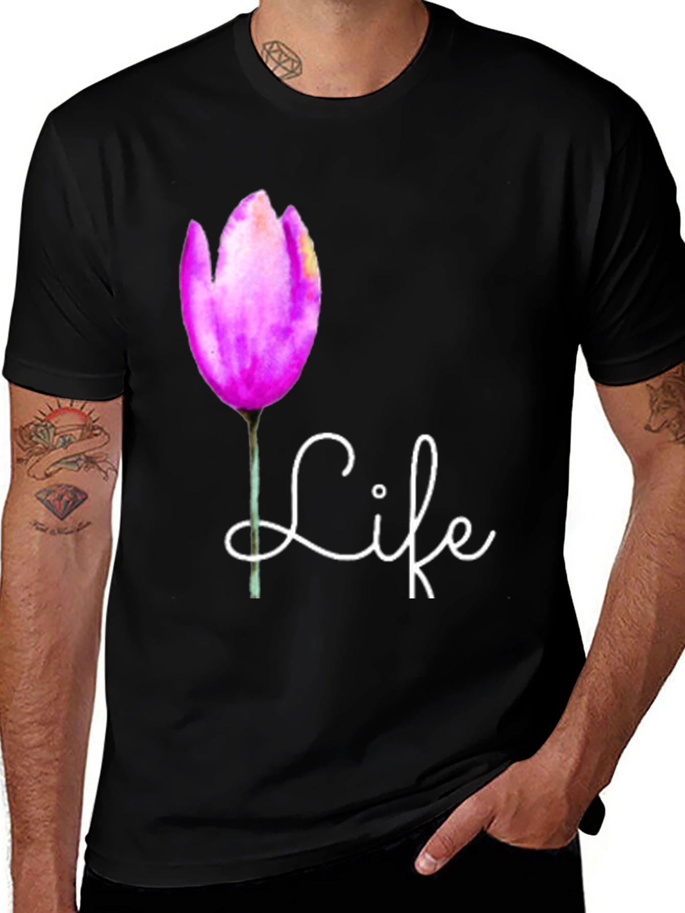 Variant 8 of Life Tulip Graphic Tee - Black