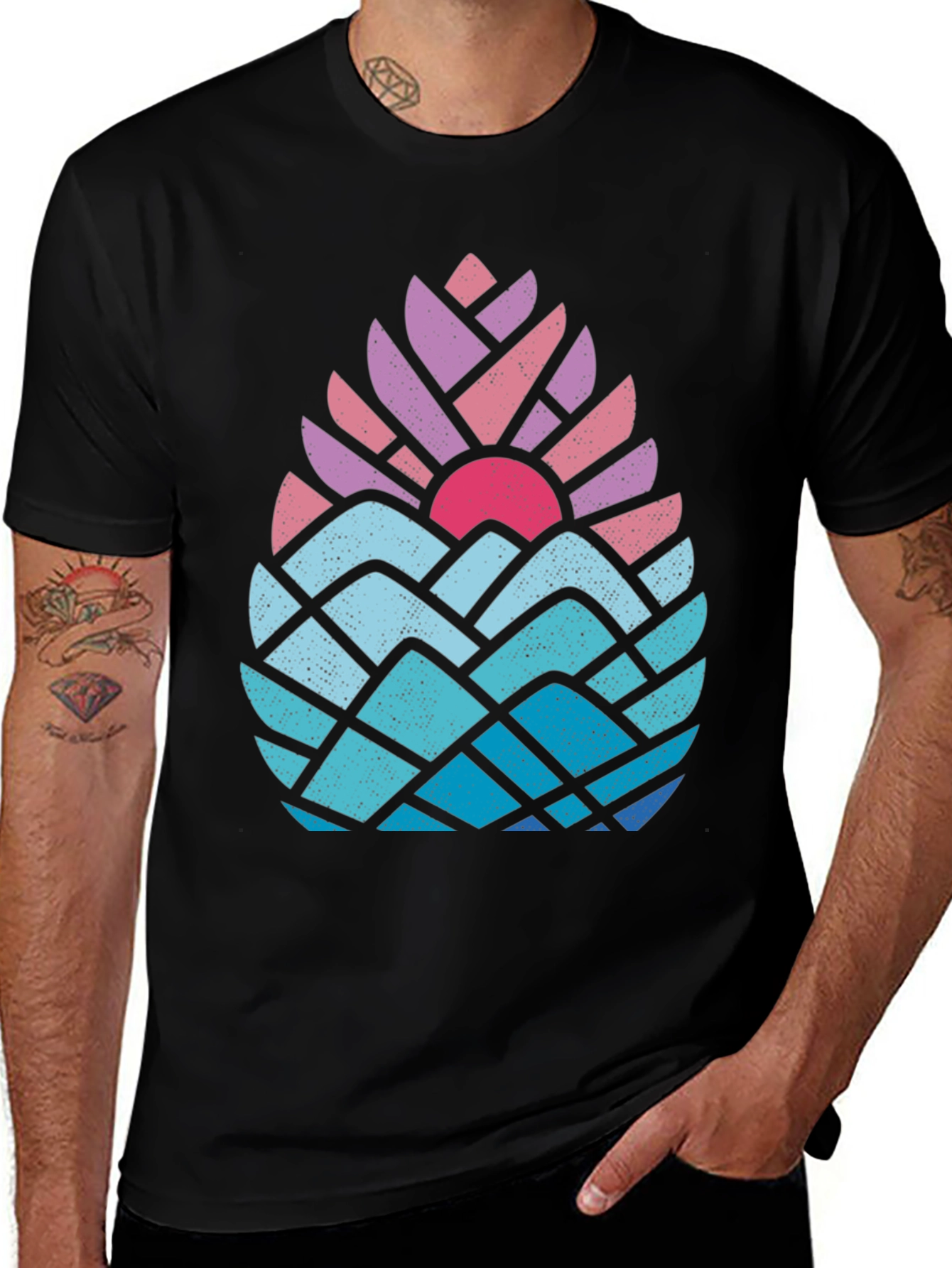 Variant 10 of Geometric Mountain Sunset Graphic Tee