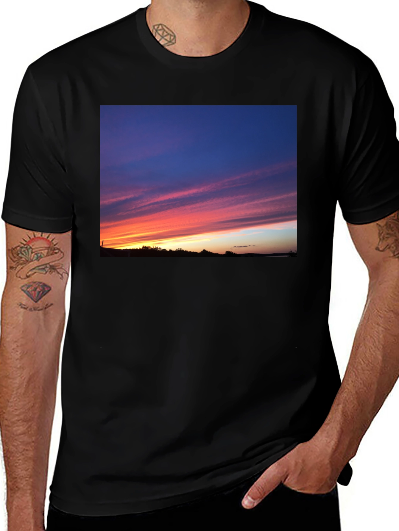 Variant 19 of Sunset Sky Graphic Black T-Shirt