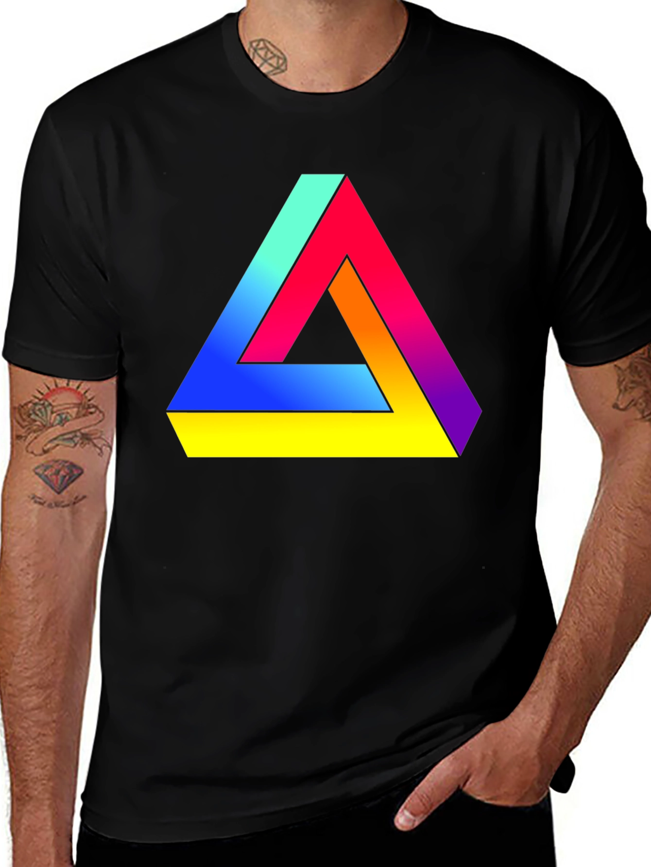 Optical Illusion Triangle Graphic T-Shirt