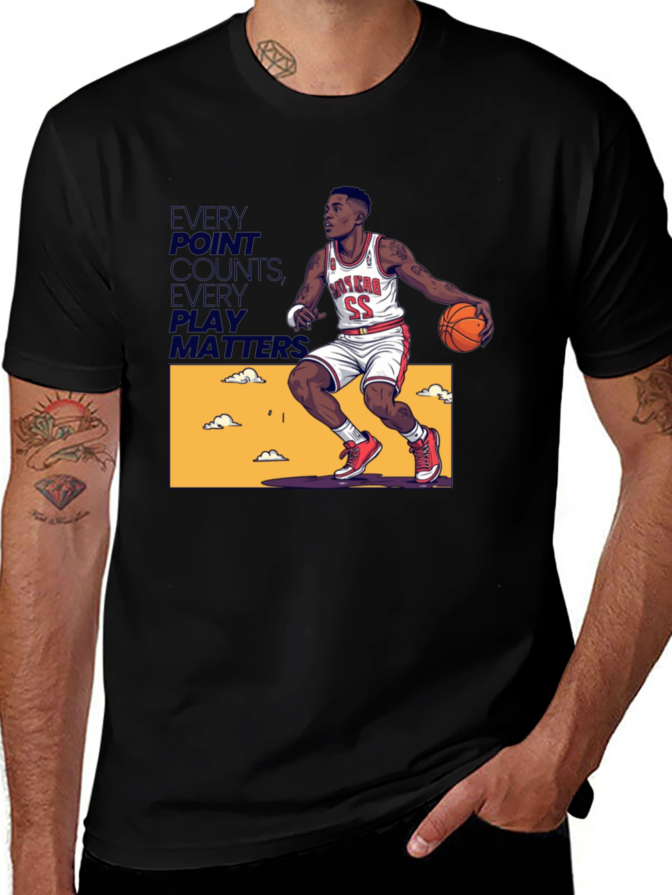 Variant 6 of Basketball Player Graphic Black T-Shirt
