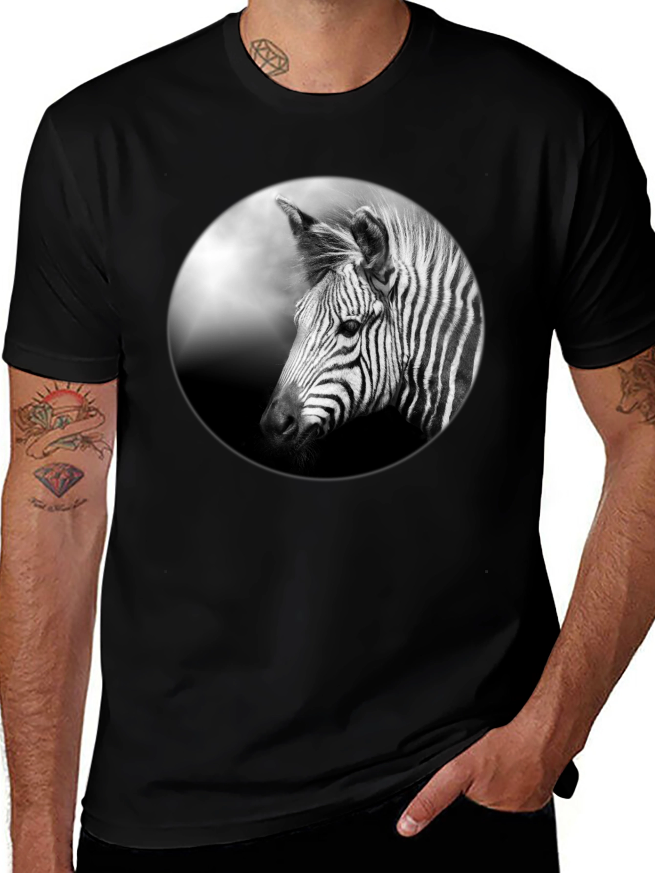 Variant 19 of Black Zebra Portrait Graphic Tee