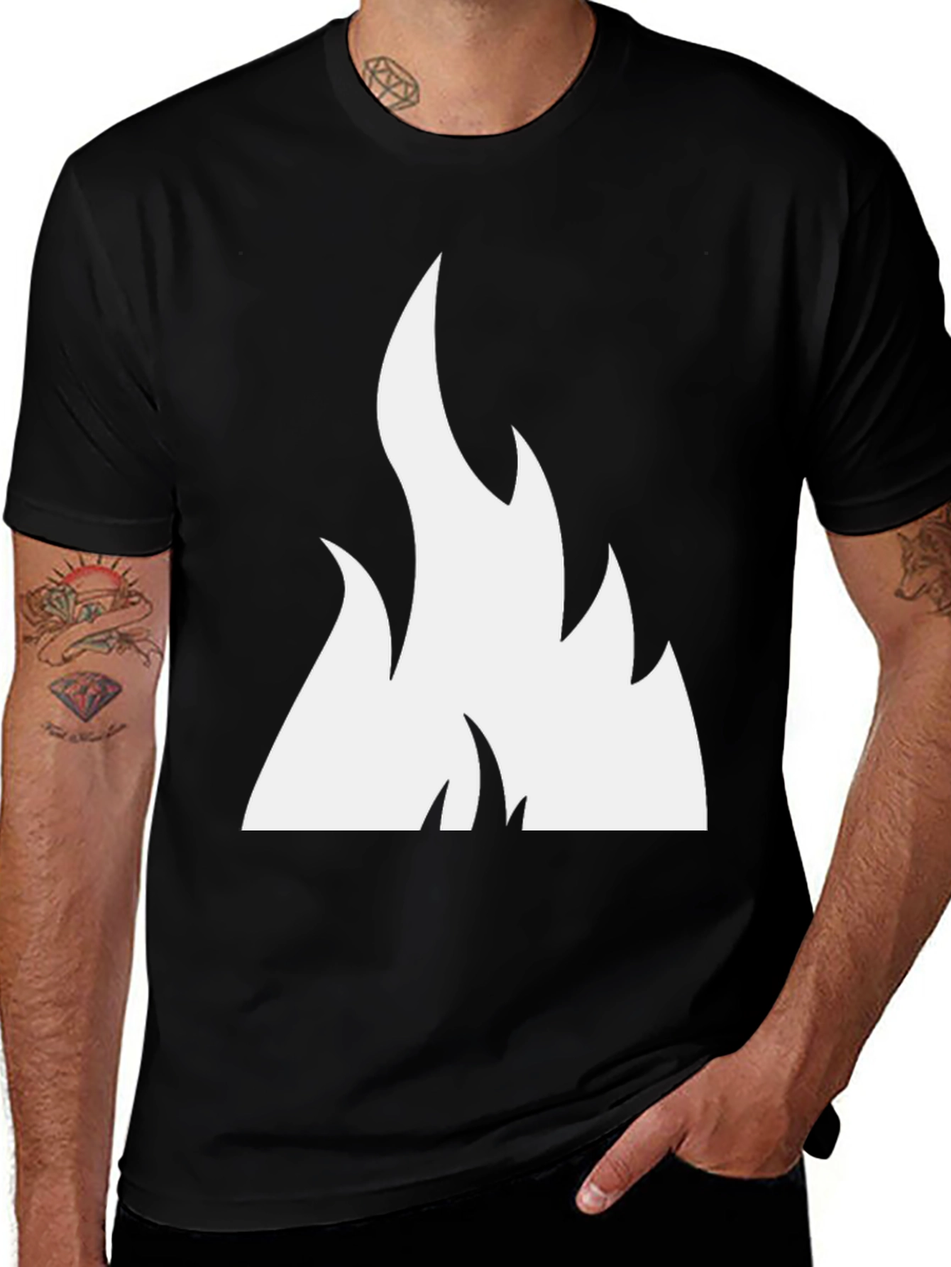 Variant 23 of Bold Flame Graphic Tee - Black Cotton Comfort