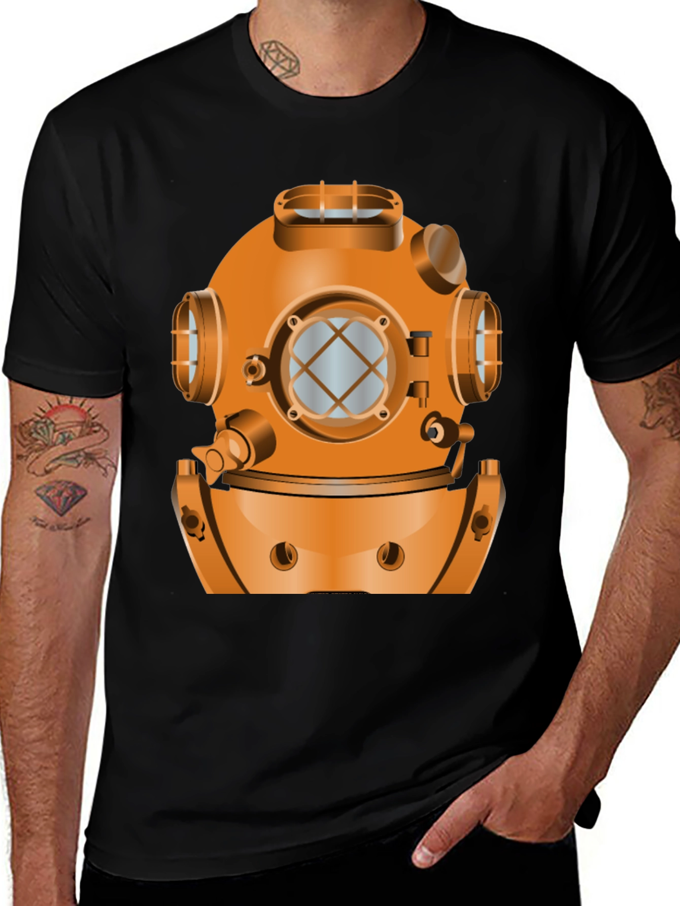 Diving Helmet Graphic T-Shirt - Deep Sea Style