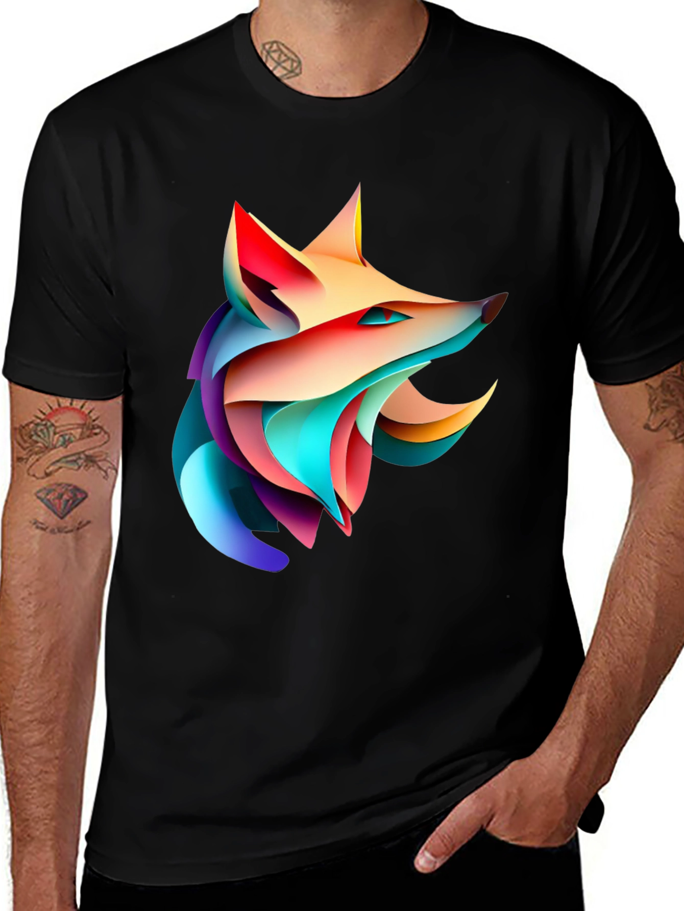 Abstract Fox Graphic T-Shirt - Modern Artistic Design