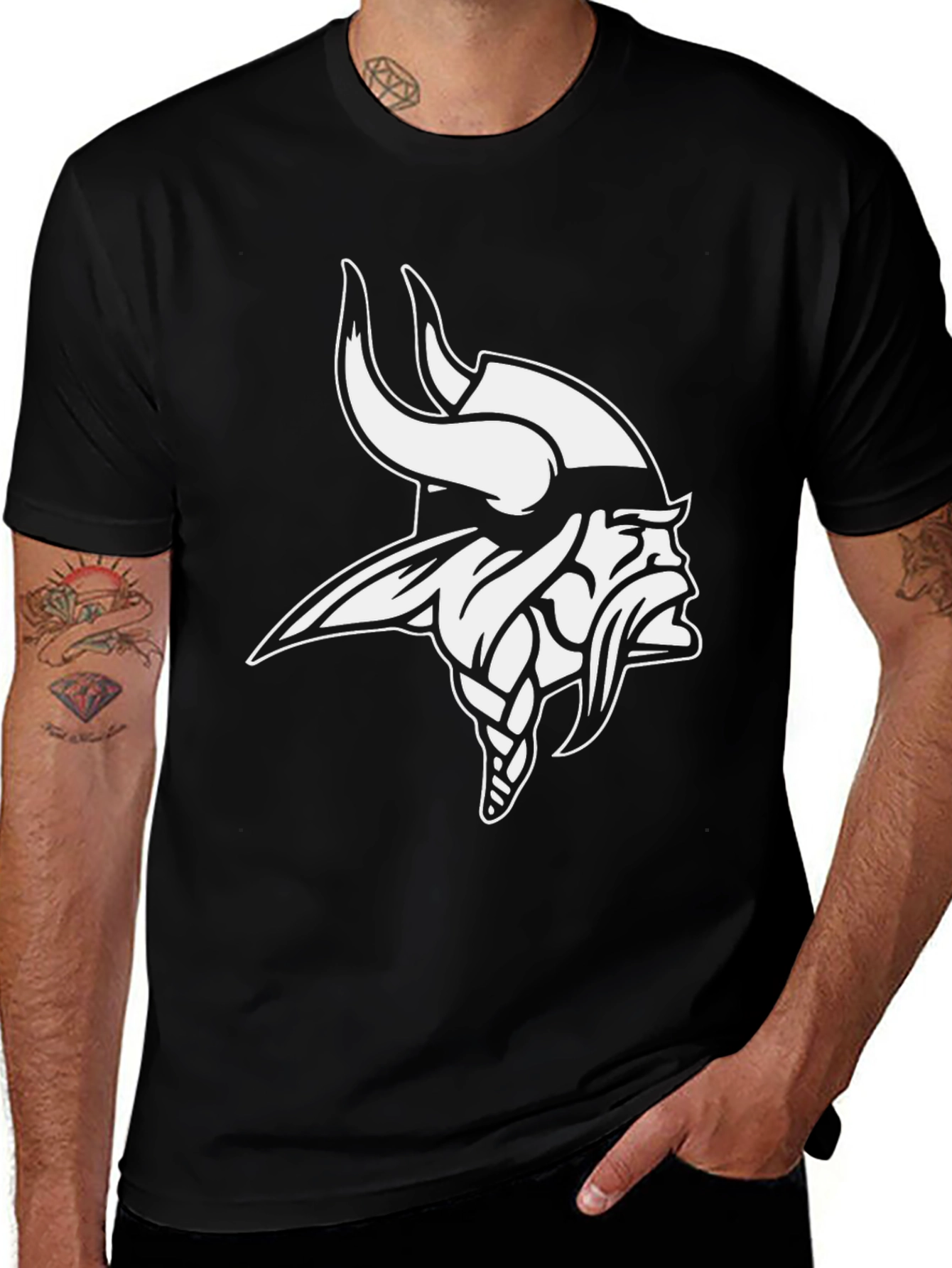 Vikings Fan T-Shirt - Black, Crew Neck