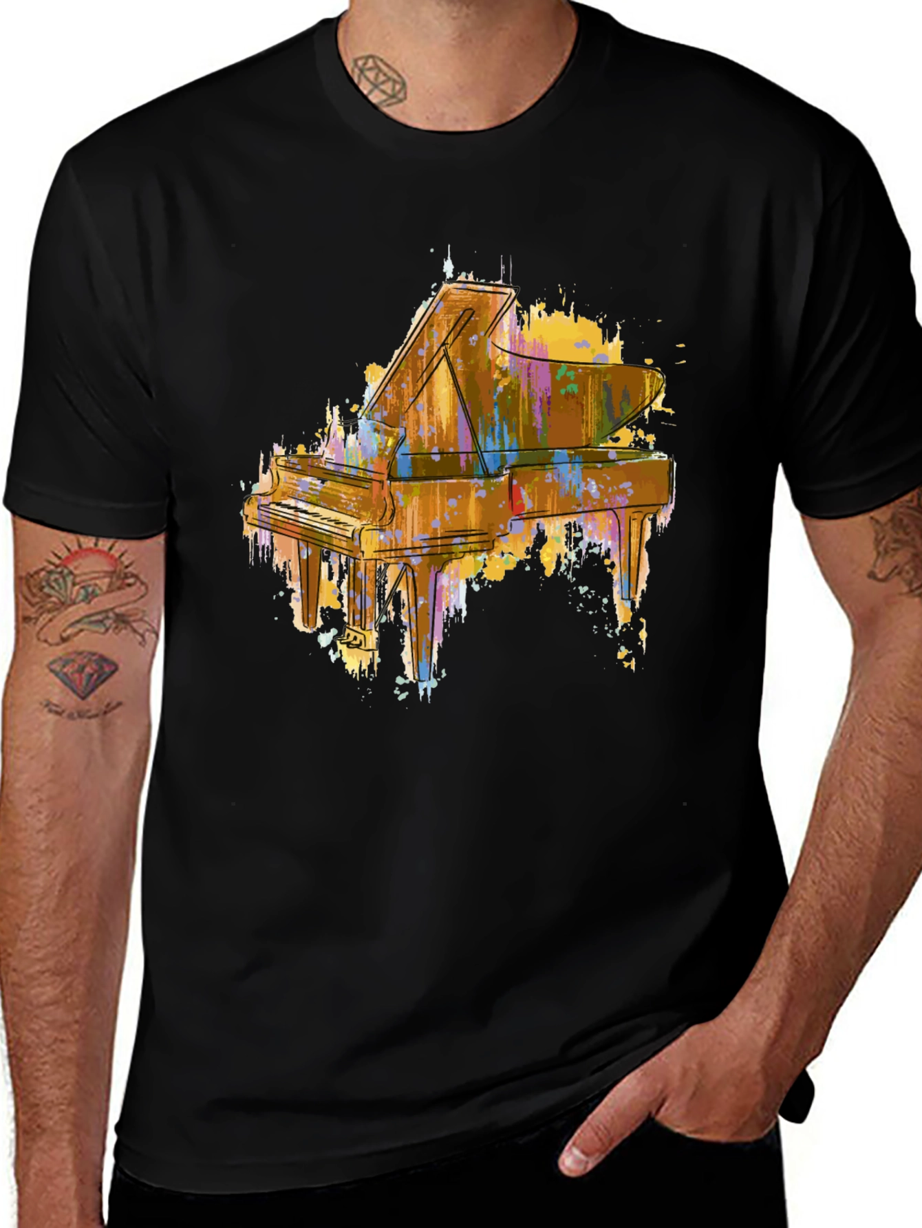 Variant 6 of Abstract Piano Graphic Tee - Stylish Music Lover Shirt