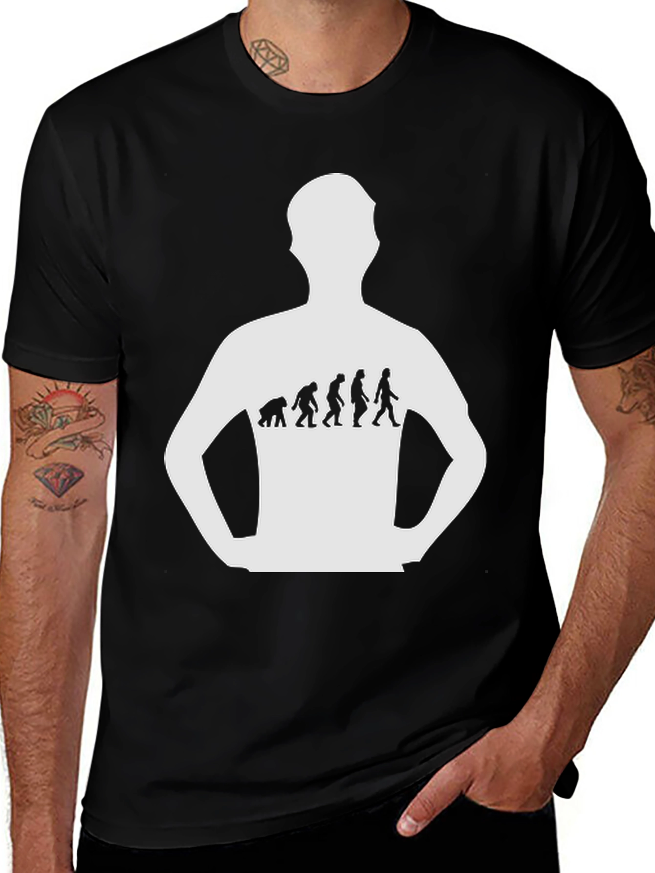 Variant 5 of Evolution Graphic Tee - Black Cotton T-Shirt