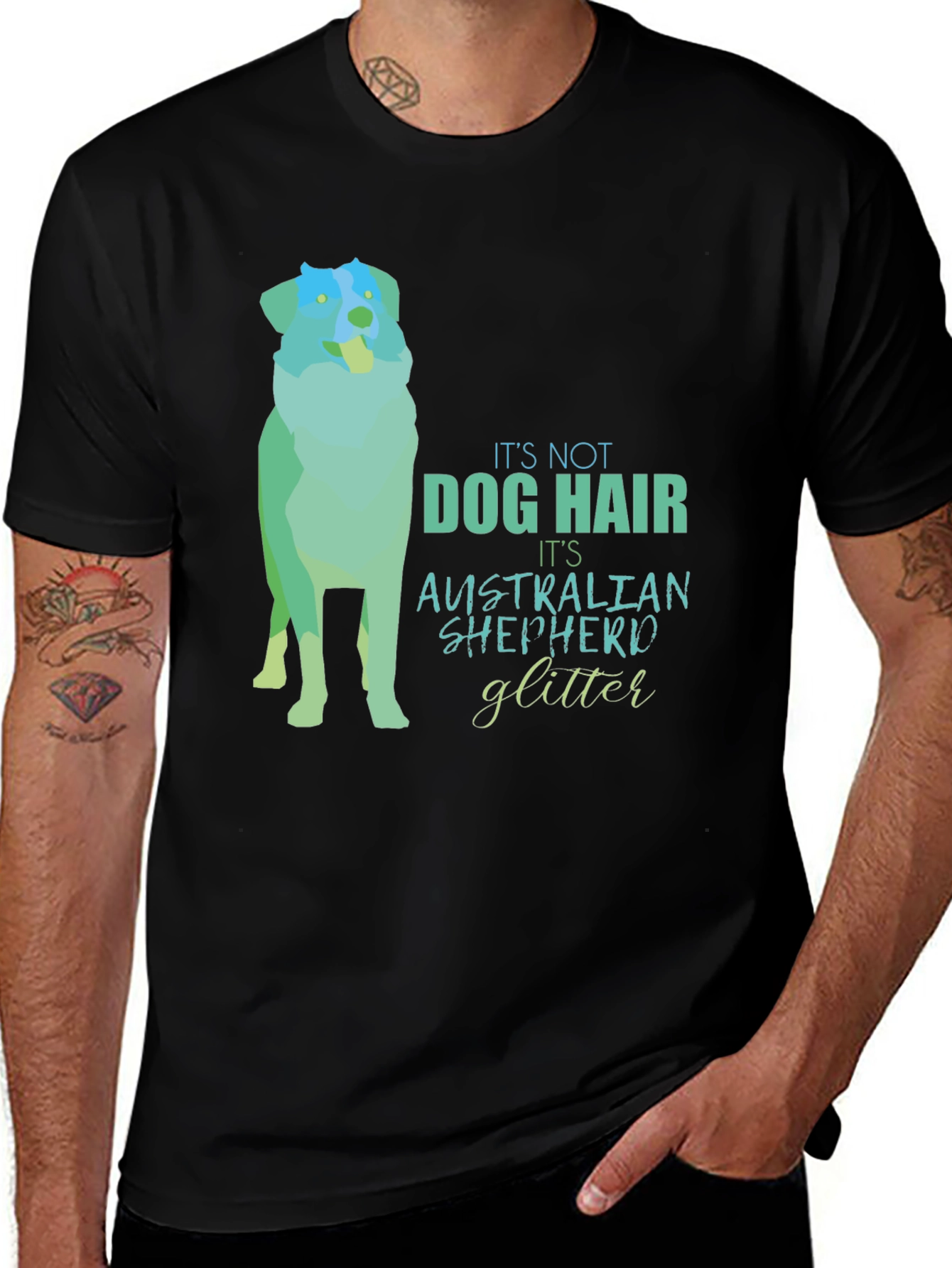 Variant 5 of Dog Hair Australian Shepherd Glitter T-Shirt