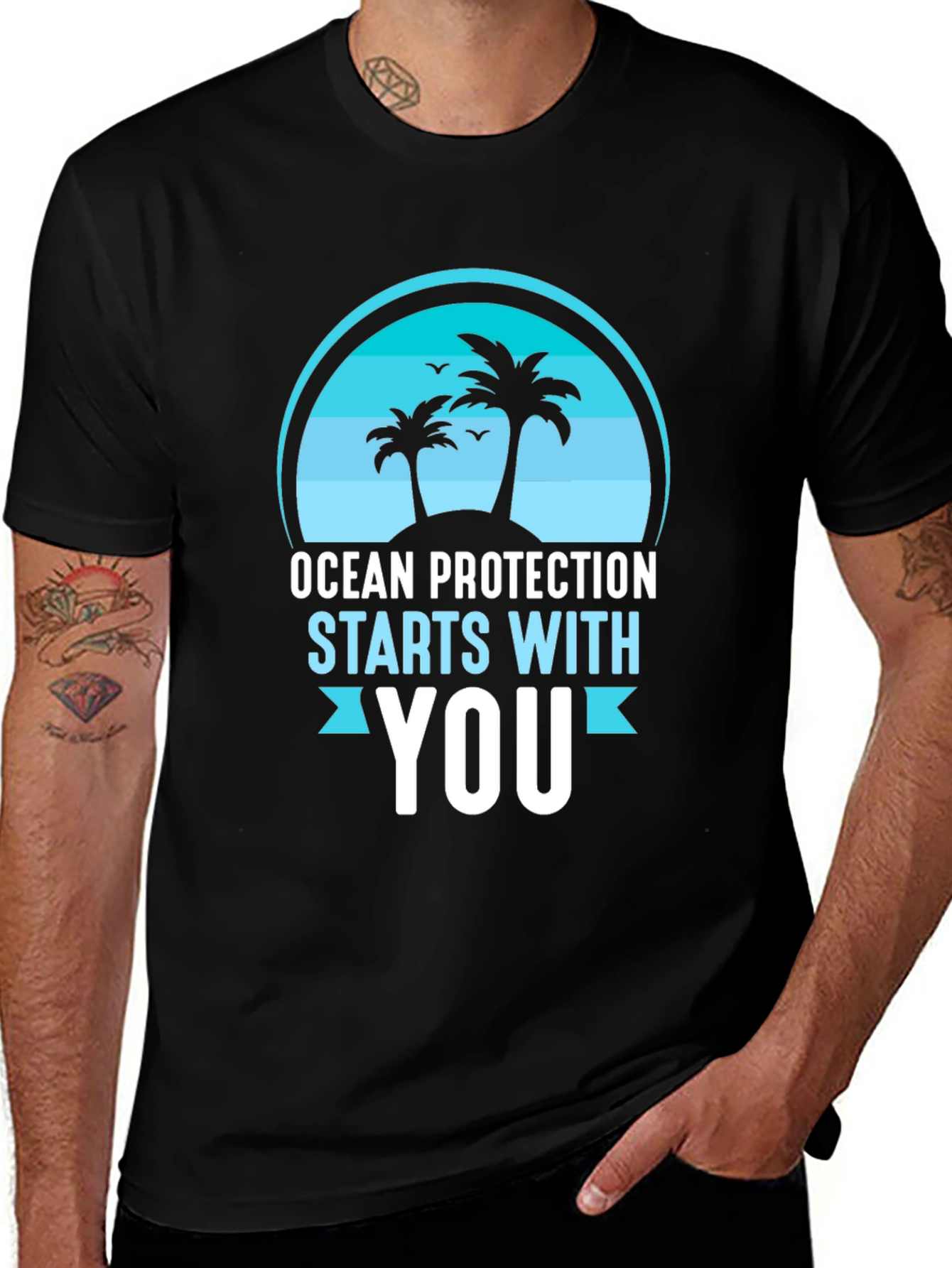 Black Ocean Protection Starts With You T-Shirt main image
