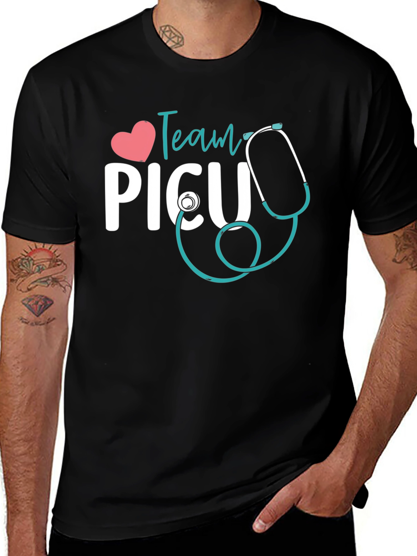 Team PICU Stethoscope Graphic T-Shirt