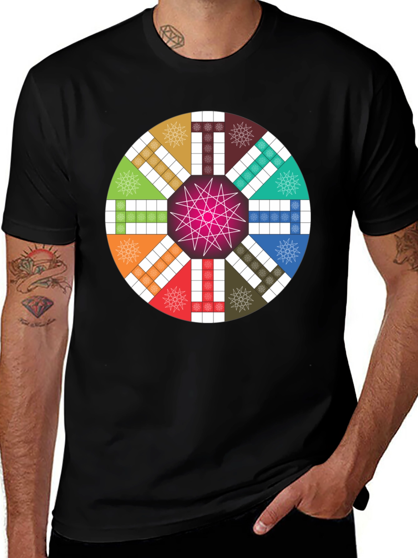 Colorful Ludo Board Game Design T-Shirt