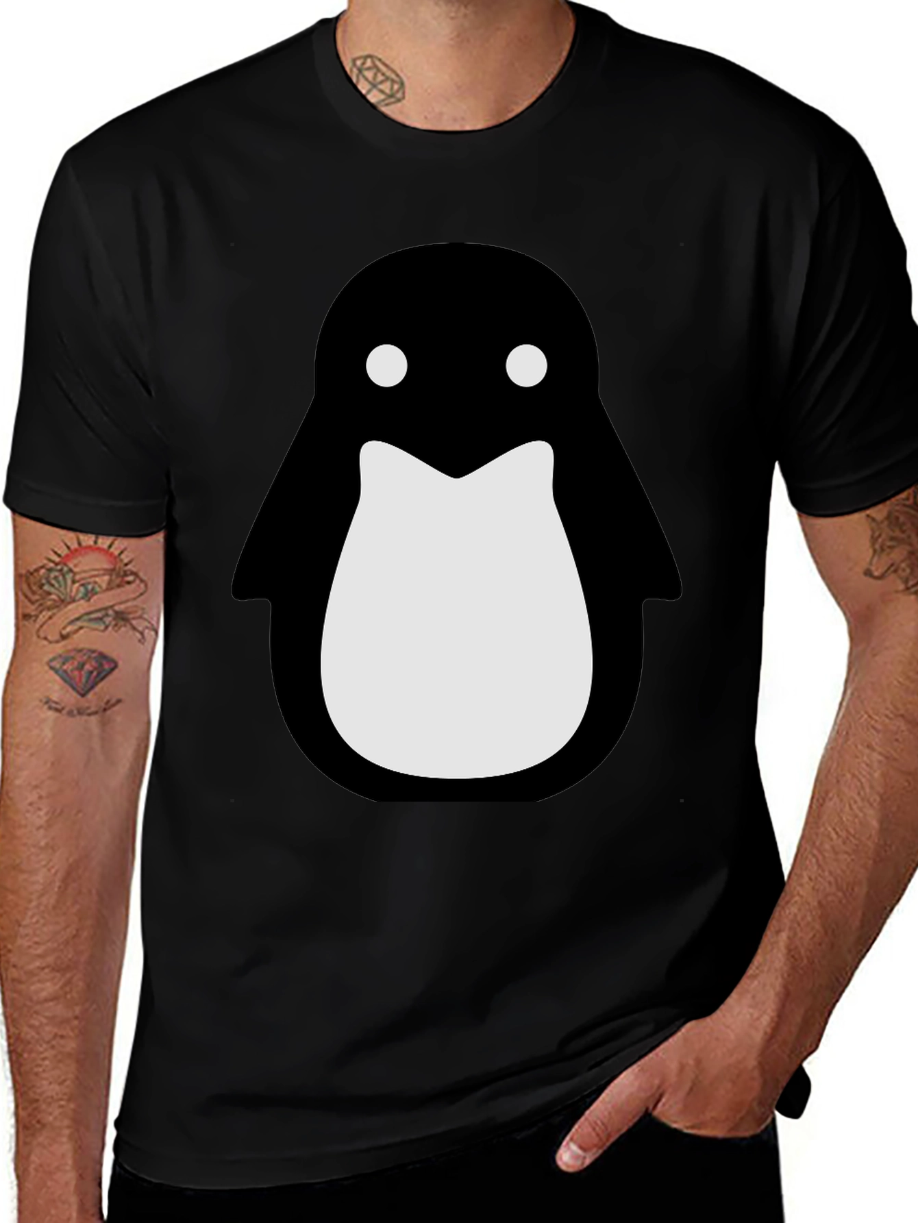 Variant 26 of Penguin Graphic Black T-Shirt - Stylish Crew Neck Tee