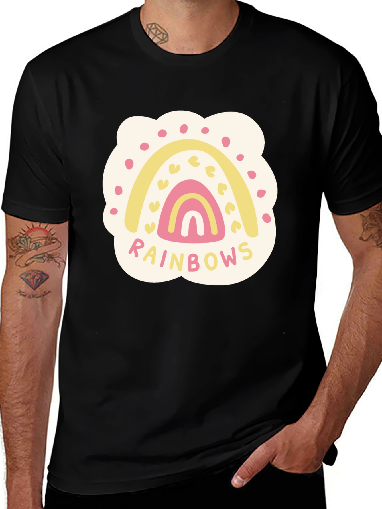 Variant 23 of Rainbows Graphic Tee - Black Cotton Blend T-Shirt