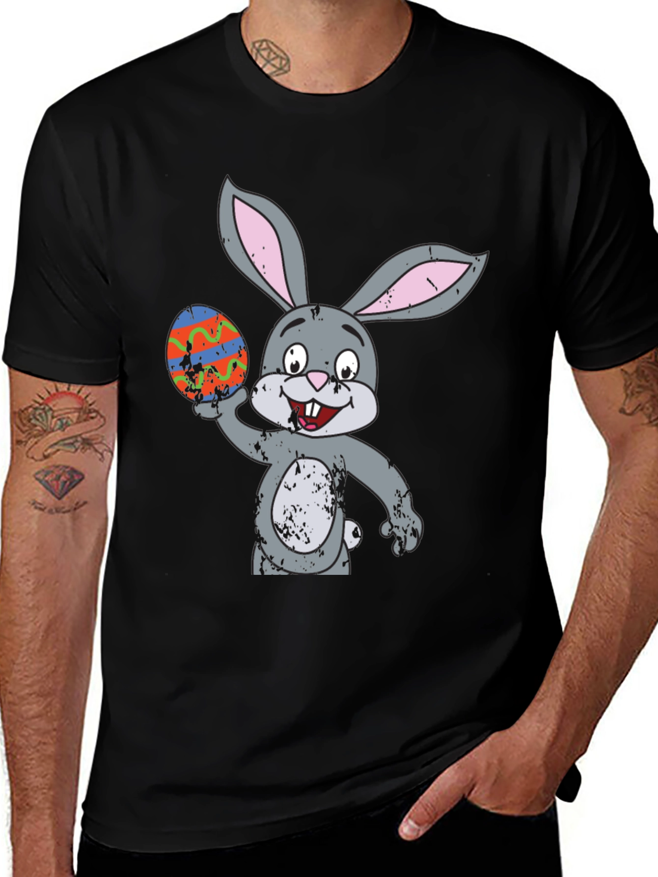 Variant 16 of Easter Bunny T-Shirt: Vintage Rabbit with Egg