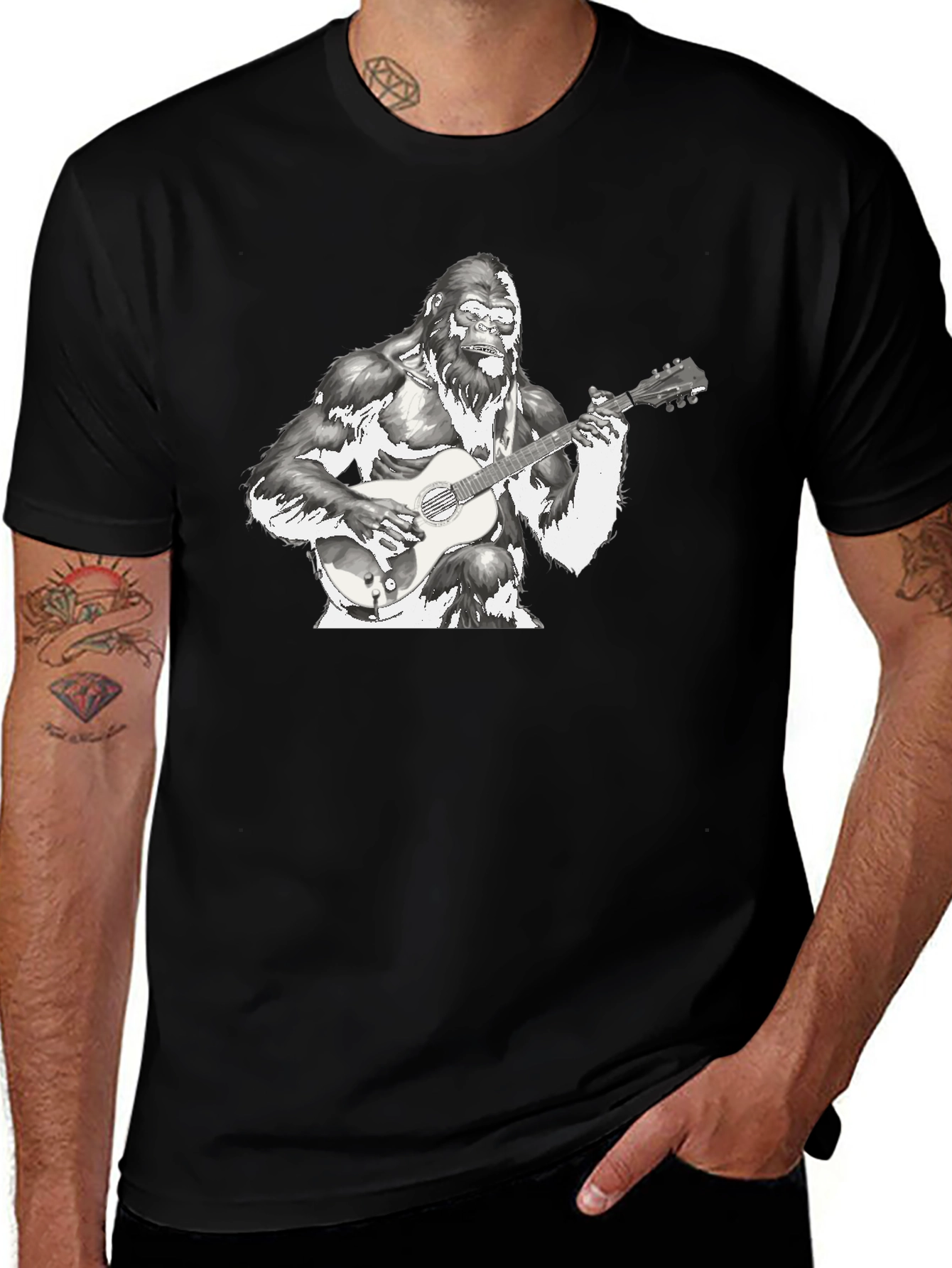 Variant 9 of Gorilla Guitarist T-Shirt - Cool Graphic Tee