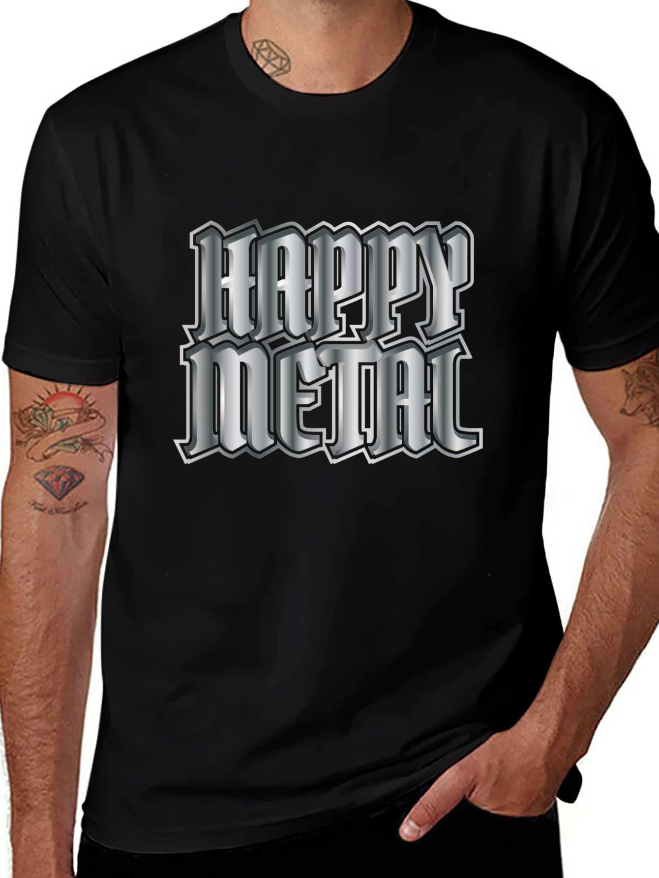 Variant 28 of Happy Metal Black T-Shirt Graphic Tee