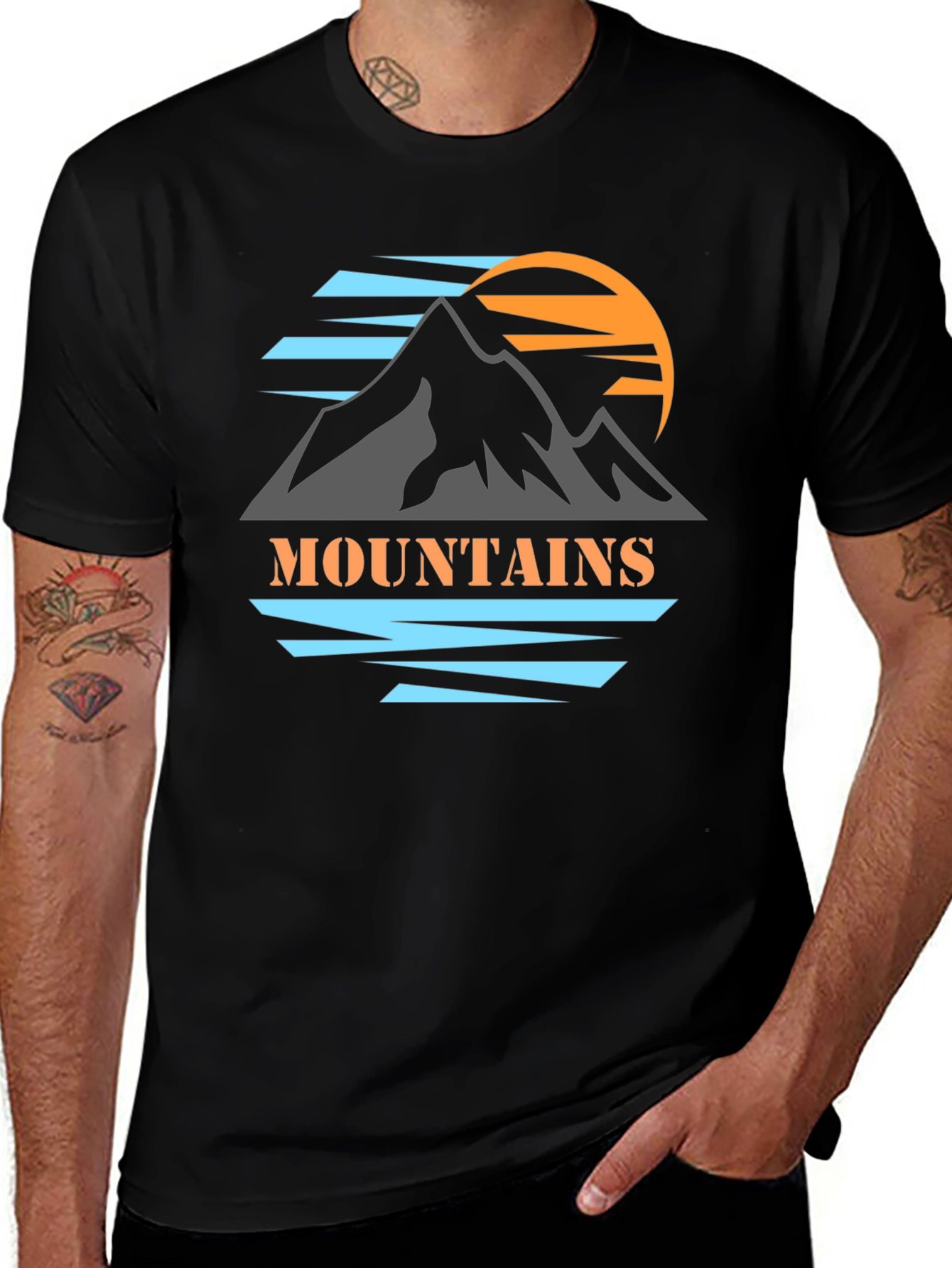 Variant 11 of Mountains Graphic Print Black T-Shirt
