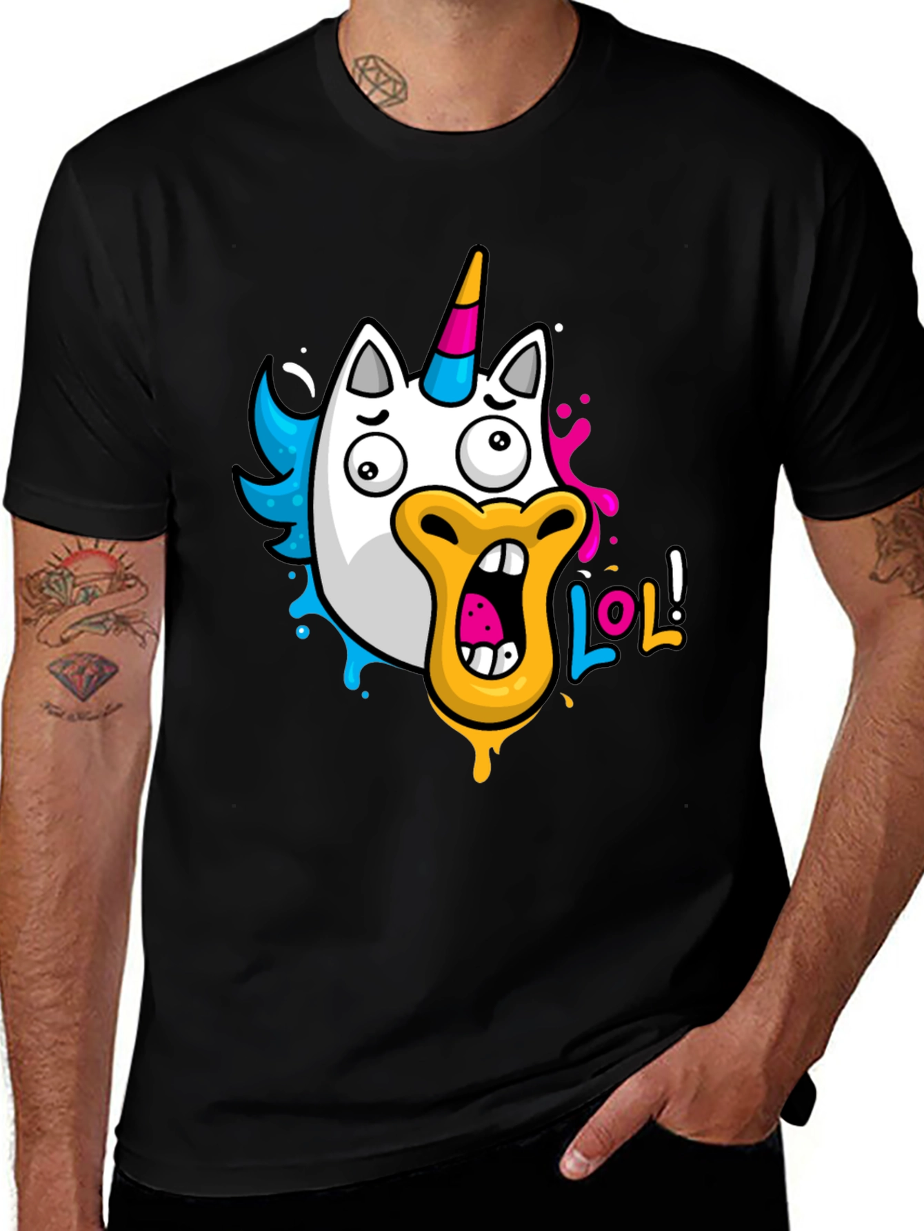 Unicorn Duck LOL T-Shirt - Black Graphic Tee