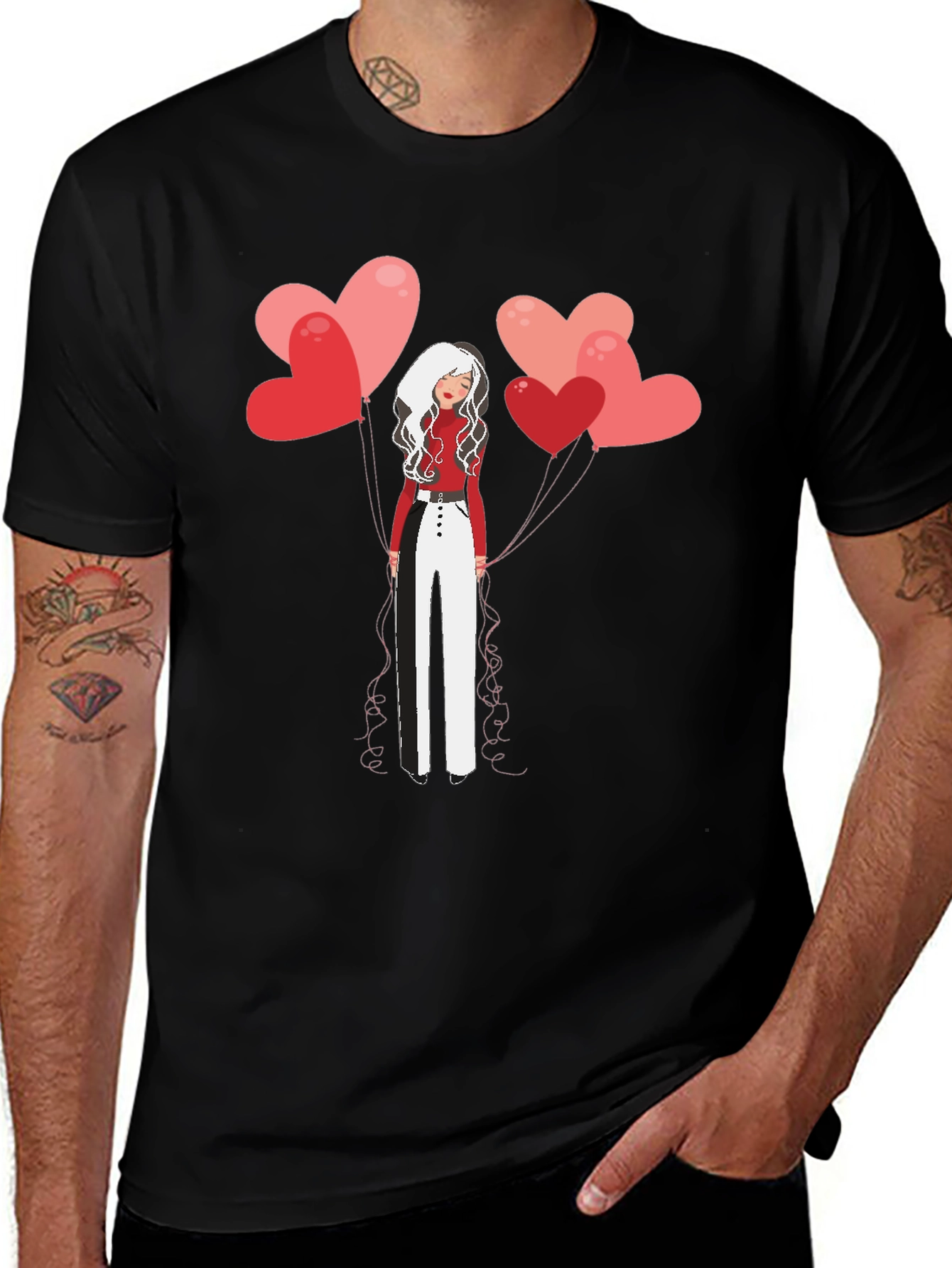 Variant 2 of Heart Balloon Girl Graphic Tee - Stylish Unisex T-Shirt
