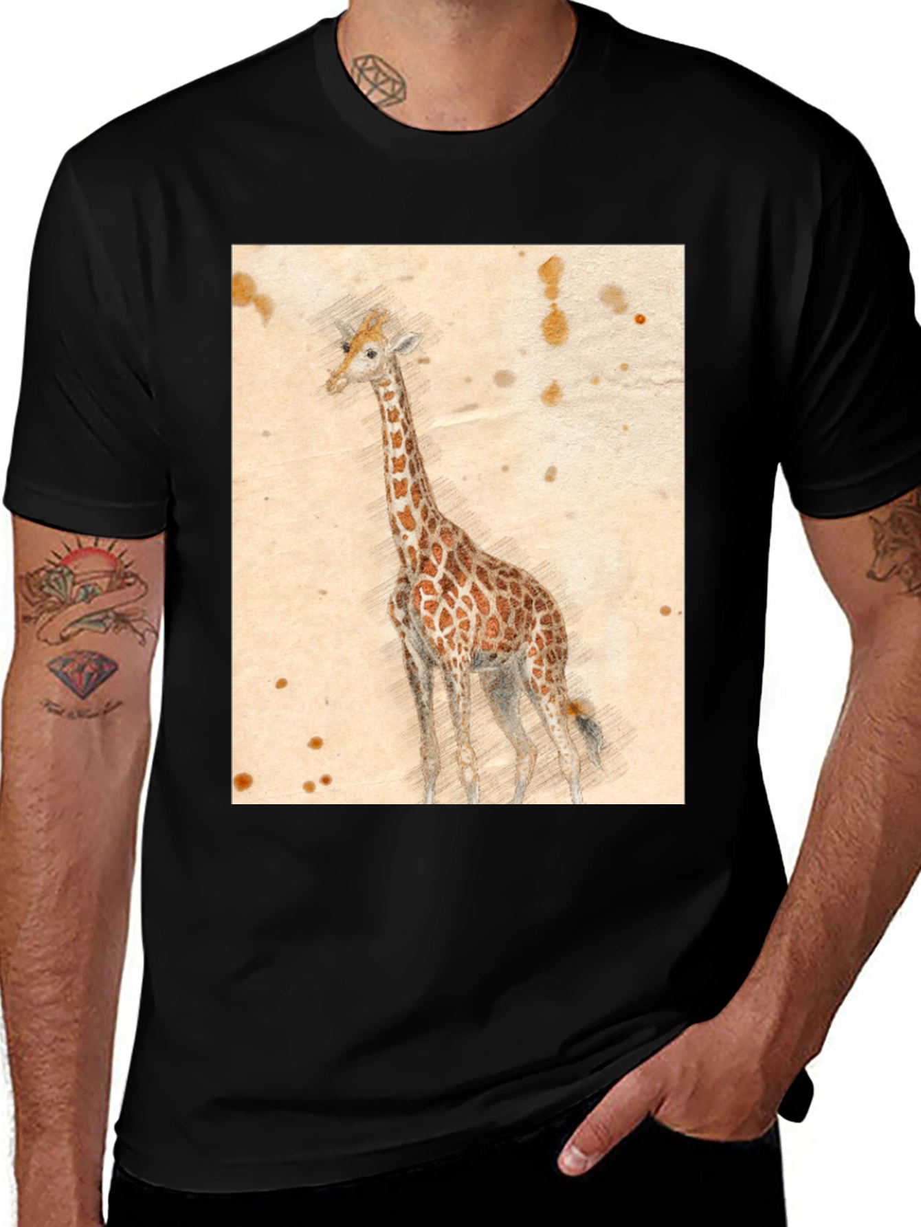 Variant 3 of Giraffe Sketch T-Shirt - Unique Graphic Tee