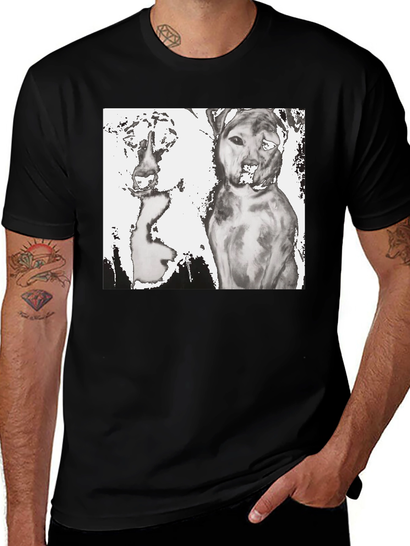Variant 29 of Dogs Graphic T-Shirt, Black Cotton Tee
