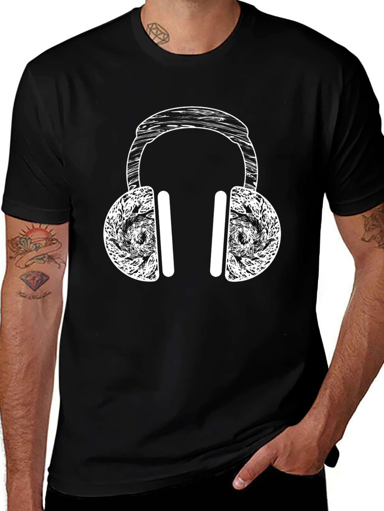 Variant 22 of Cool Headphones Graphic Tee - Black