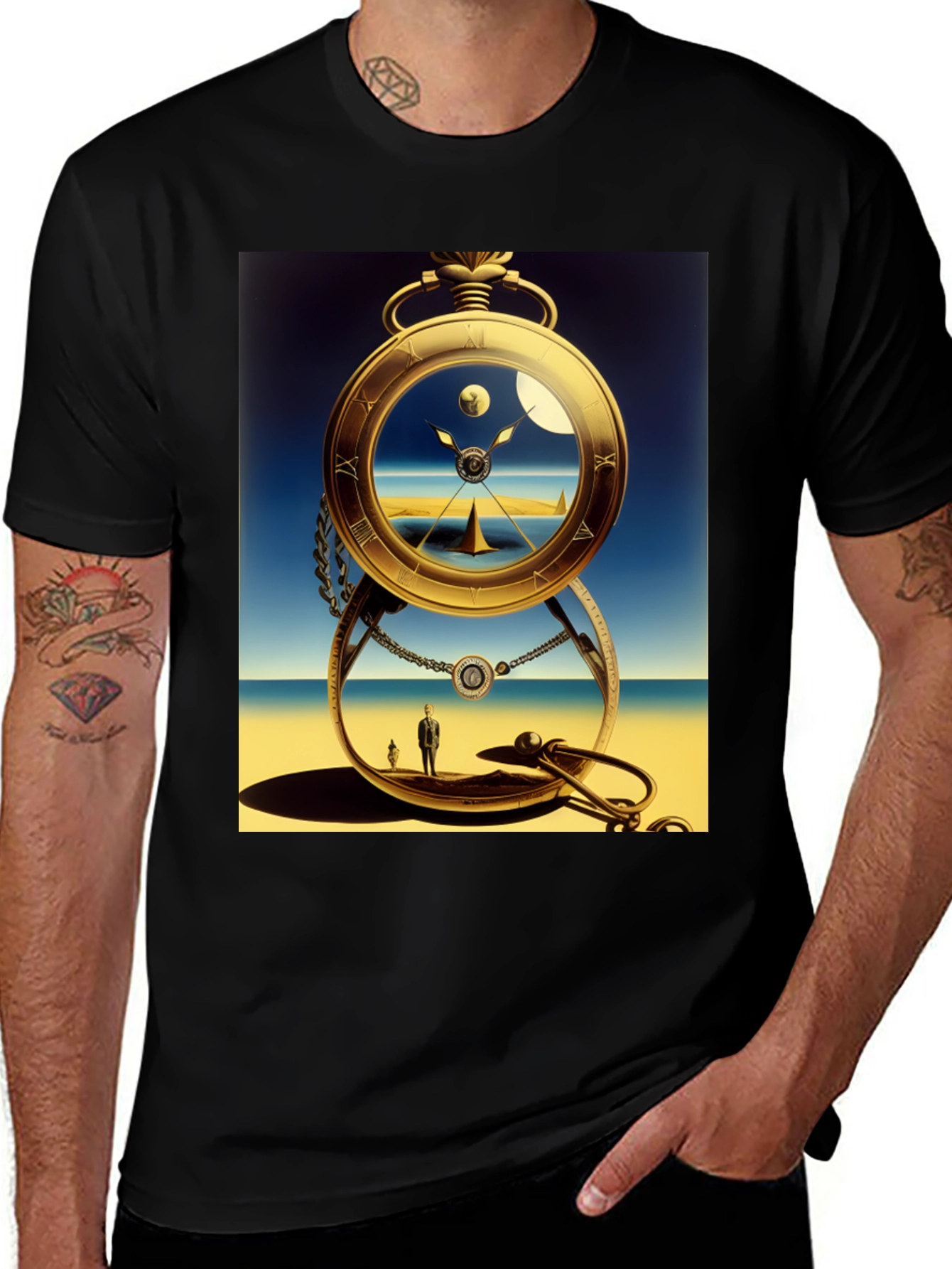 Variant 20 of Surreal Pocket Watch Graphic Tee