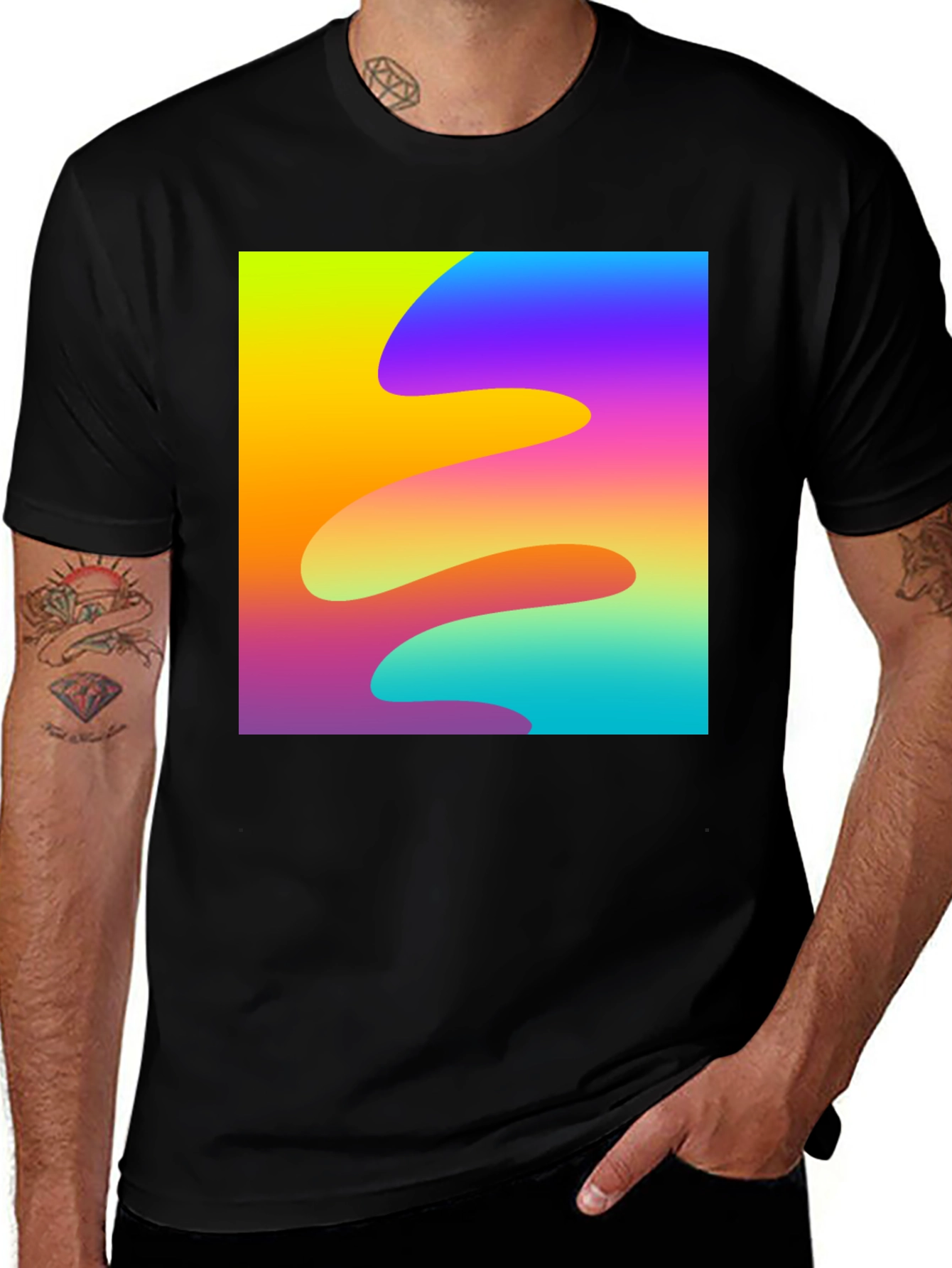 Variant 2 of Abstract Wave Black T-Shirt