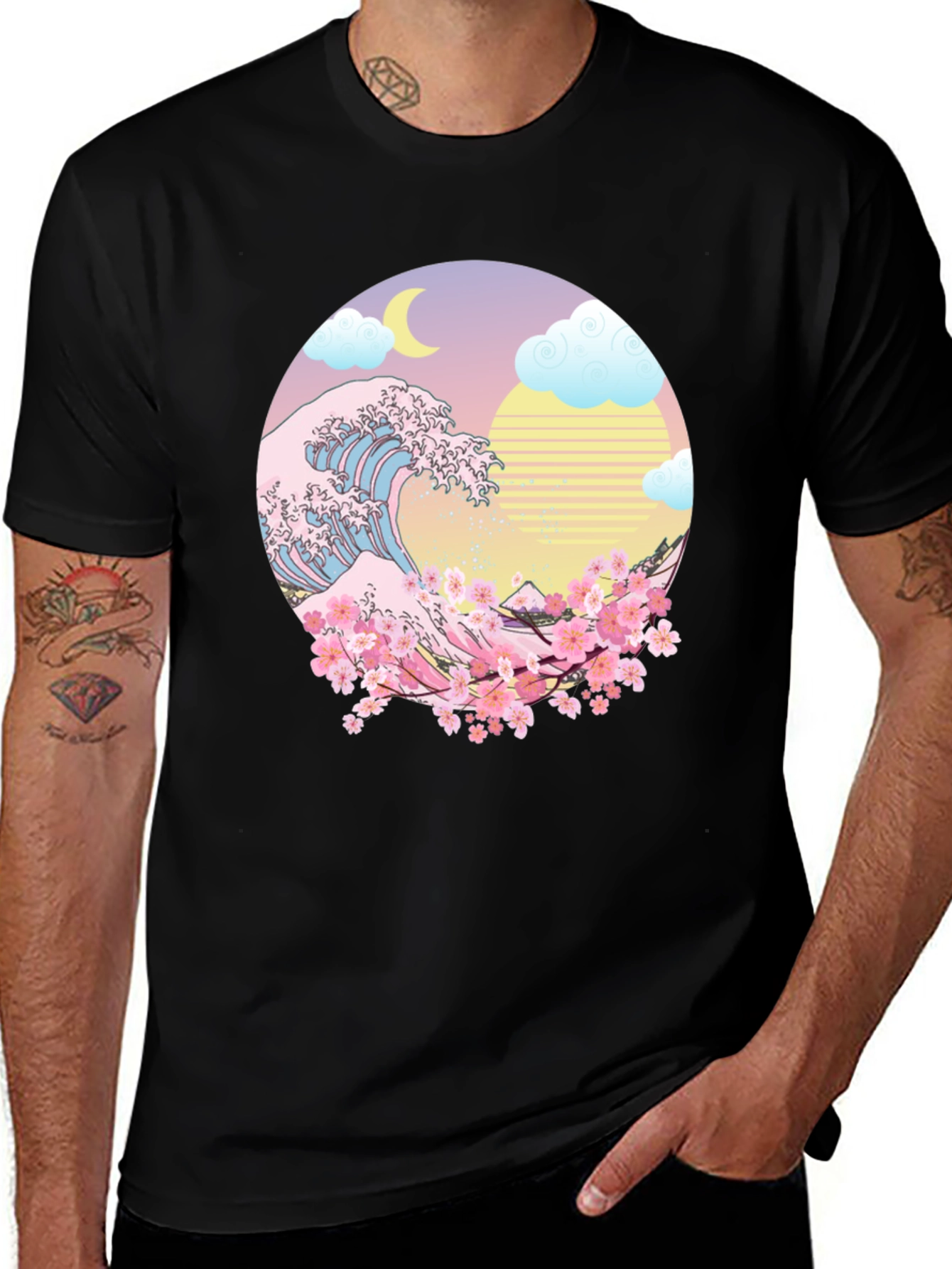 Variant 10 of Japanese Wave Sakura T-Shirt