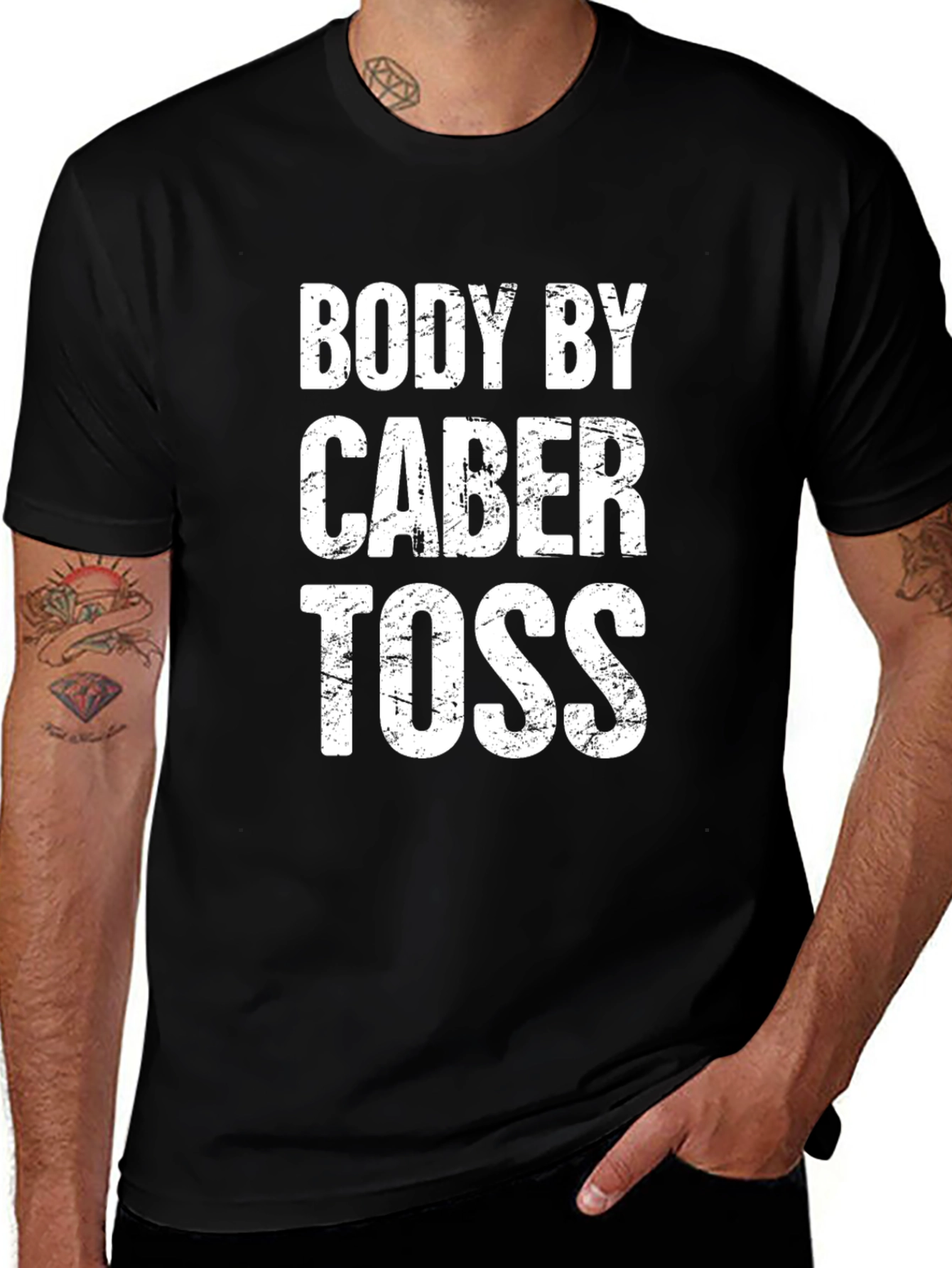 Variant 5 of Body By Caber Toss T-Shirt - Funny Highland Games Tee