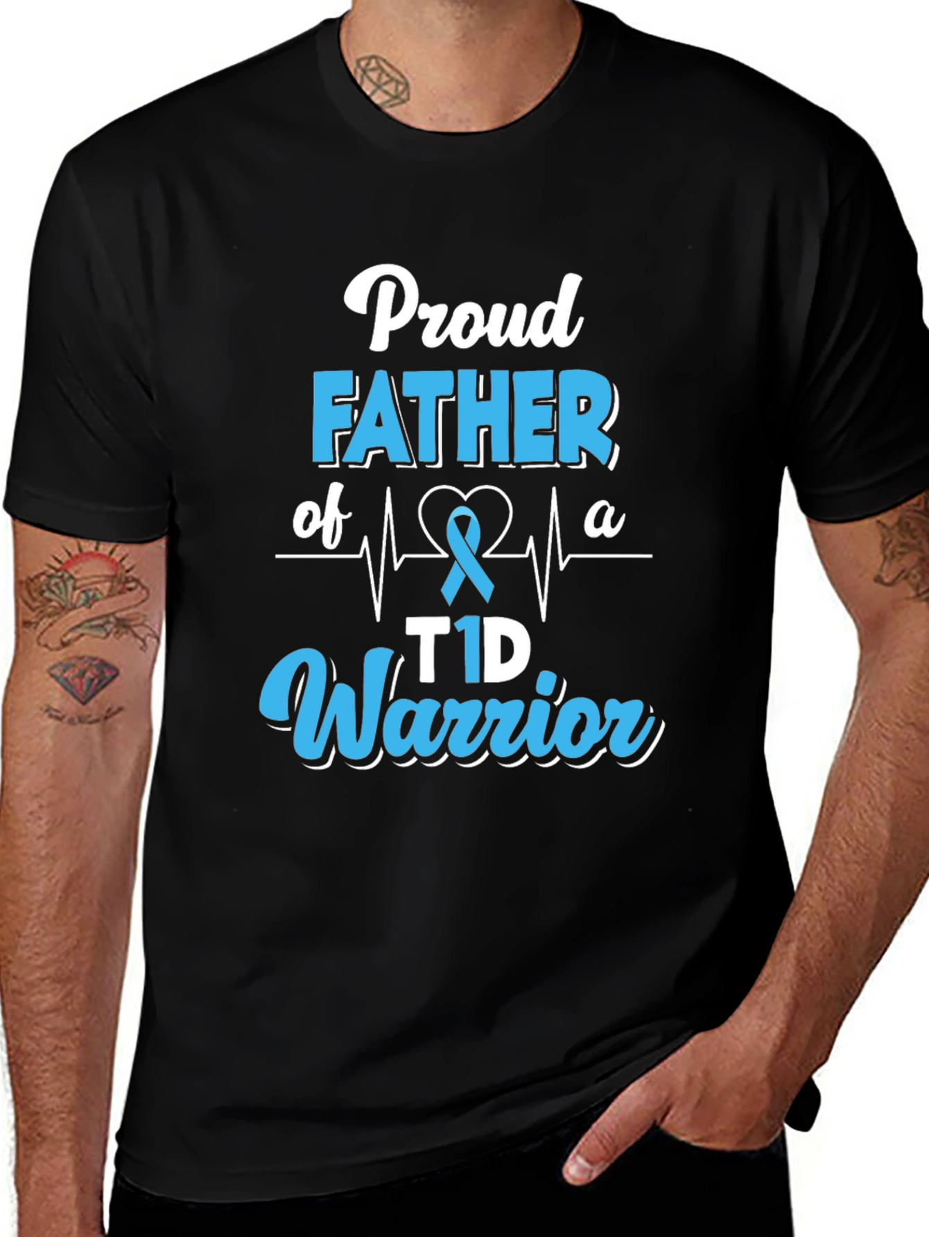 Proud Father T1D Warrior Graphic T-Shirt