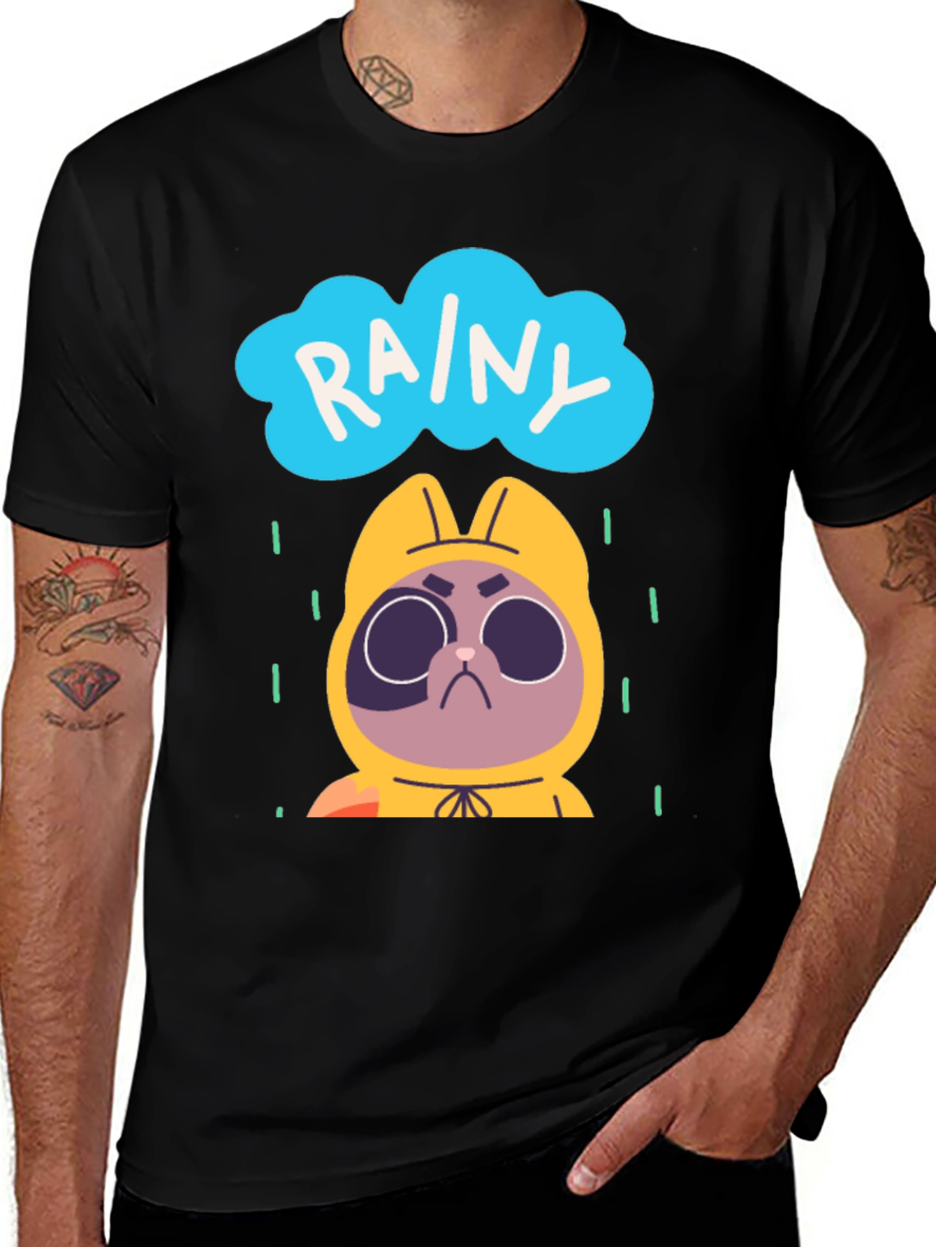 Variant 5 of Rainy Day Cat T-Shirt - Funny Graphic Tee