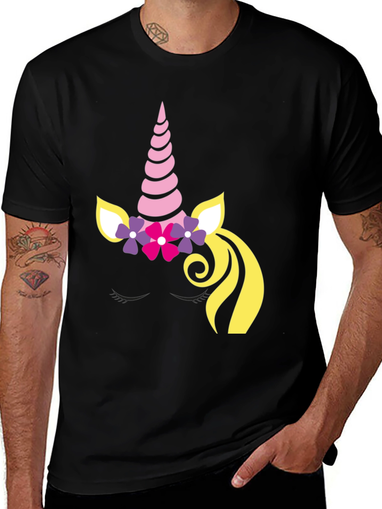 Variant 11 of Unicorn Graphic Black T-Shirt