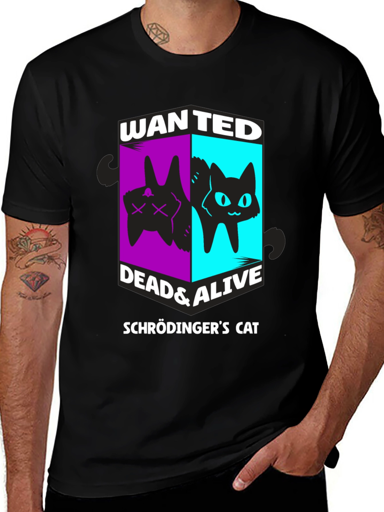 Variant 28 of Schrödinger's Cat Wanted Dead & Alive Graphic T-Shirt