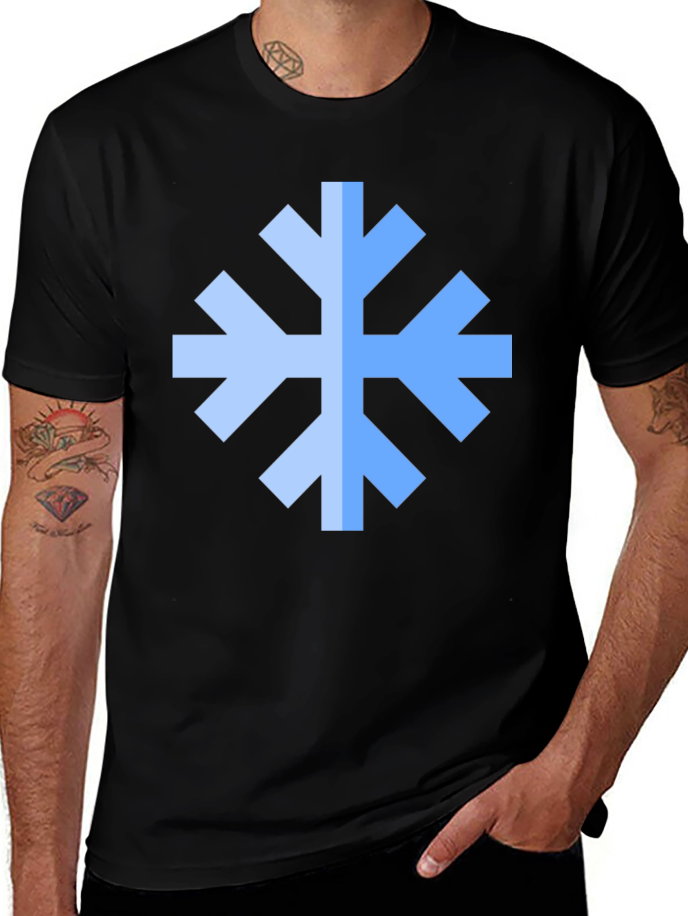 Variant 28 of Geometric Snowflake Black T-Shirt
