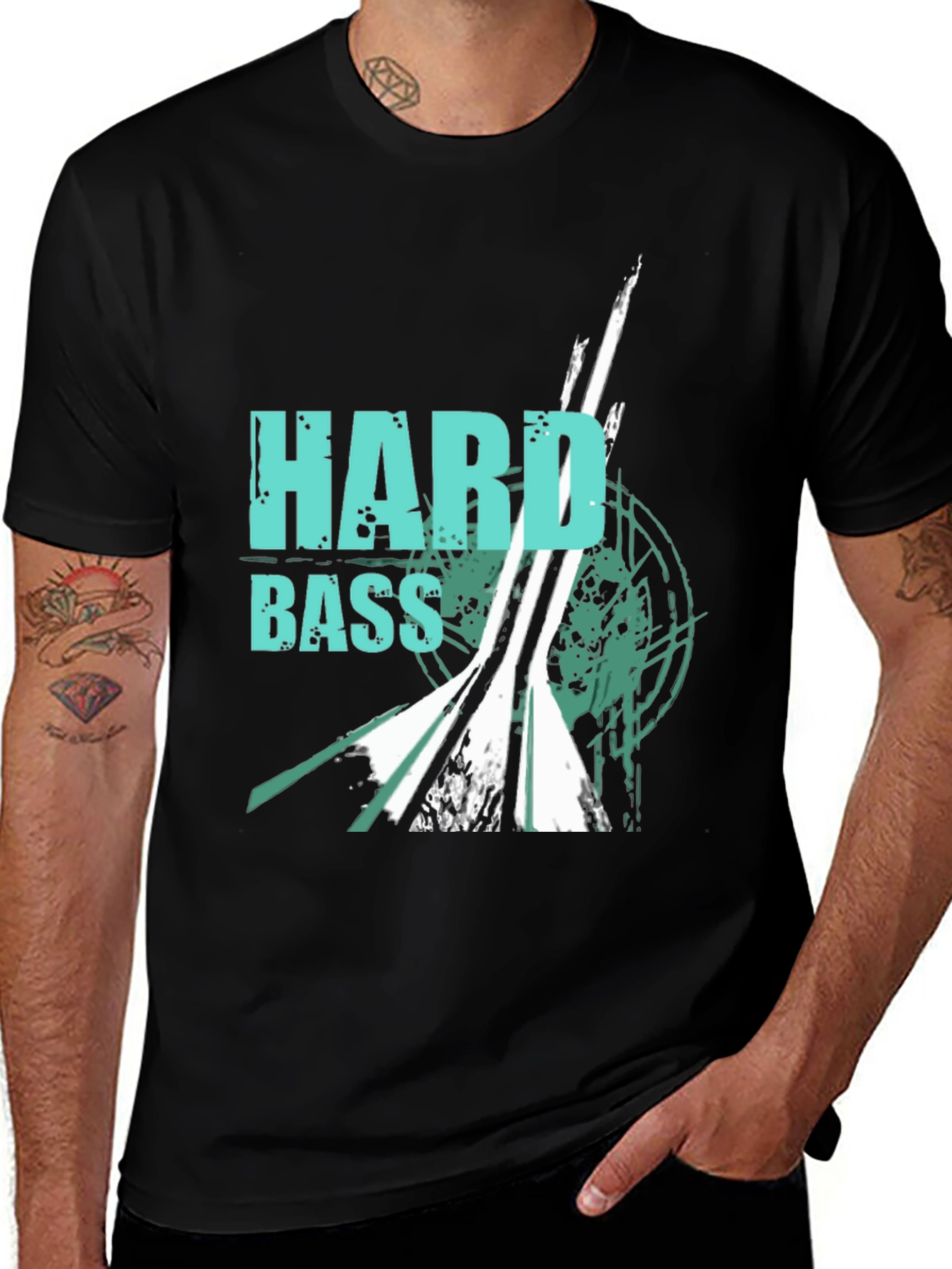 Variant 10 of Hard Bass Graphic Print Black T-Shirt