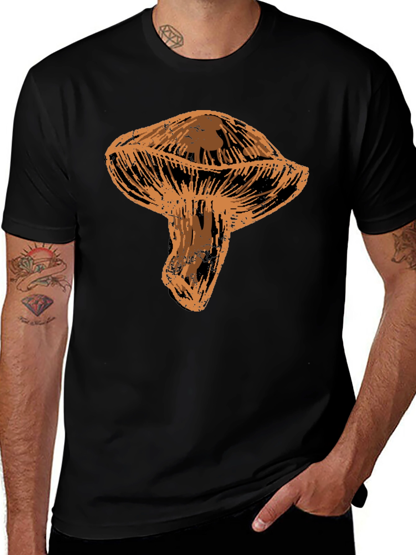 Variant 28 of Mushroom Graphic Black T-Shirt