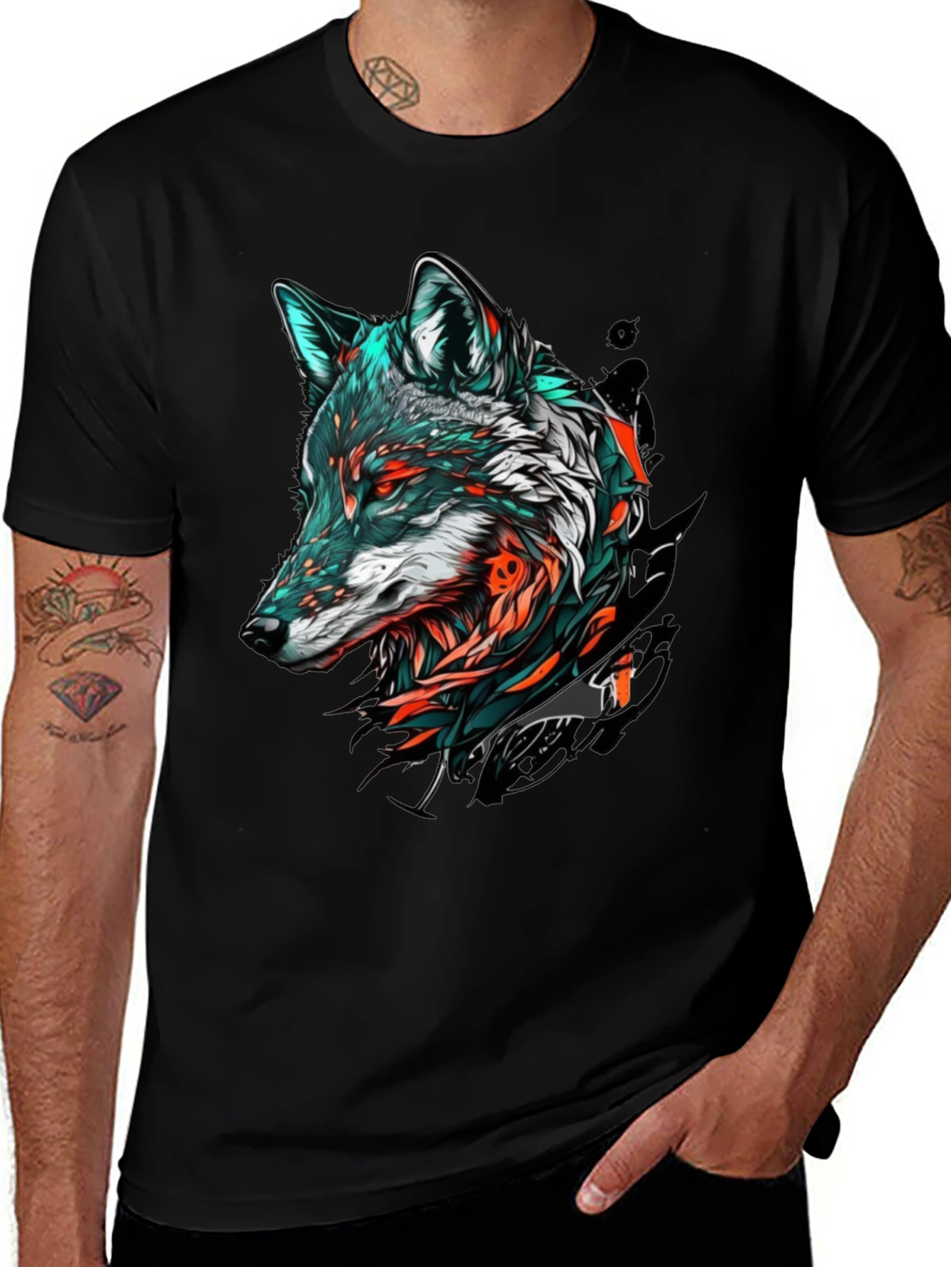 Variant 28 of Wolf Graphic Tee - Urban Style