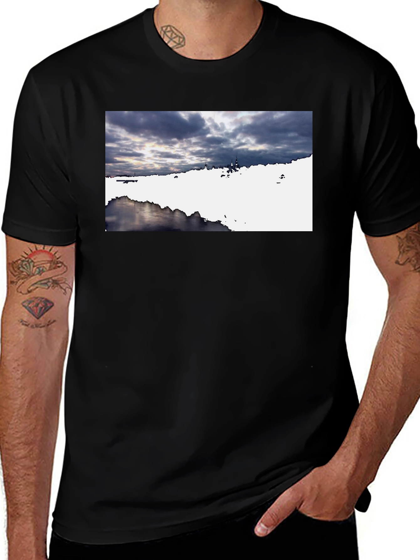 Black Scenic Landscape Graphic Tee - Black main image