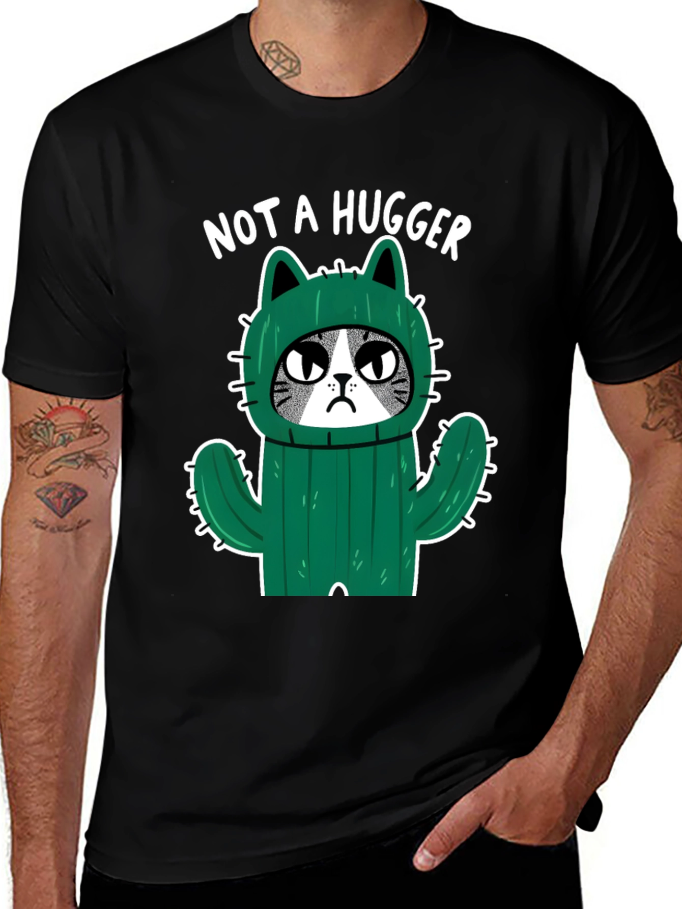 Variant 15 of Not A Hugger Cat Cactus Graphic T-Shirt