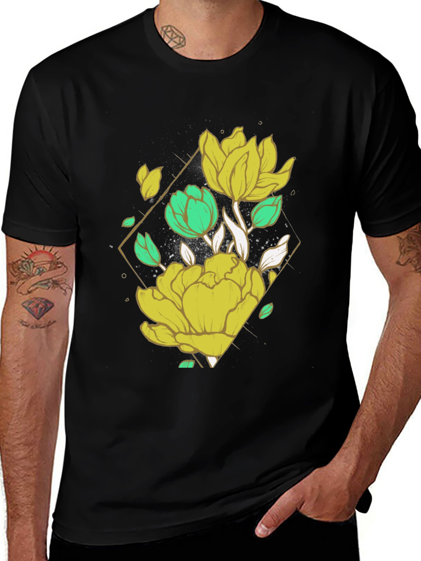 Variant 28 of Floral Graphic Black T-Shirt