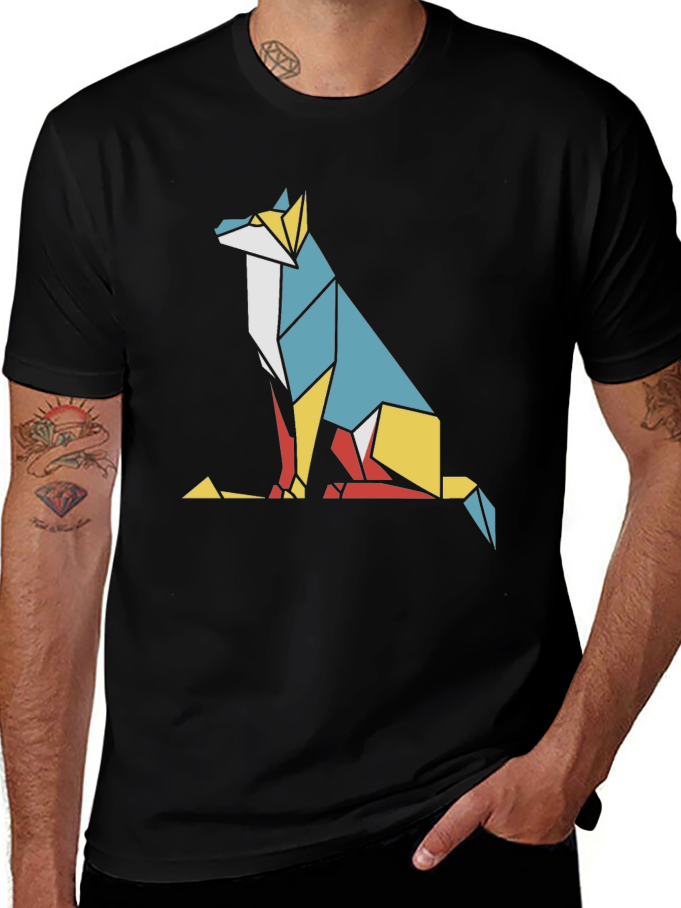 Variant 27 of Geometric Fox Graphic Tee - Modern Art Style