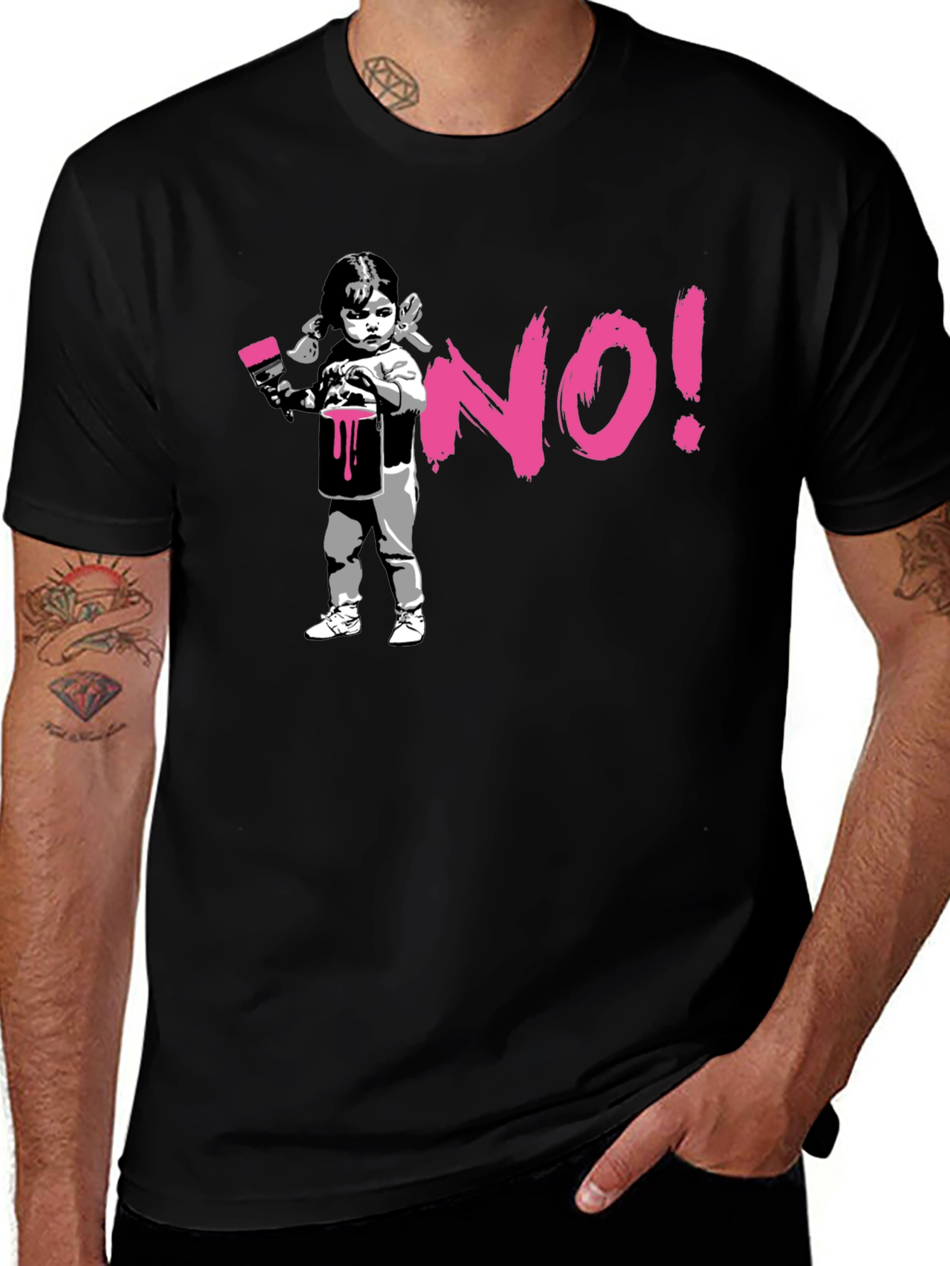 Variant 15 of Banksy Graffiti 'NO!' Black T-Shirt