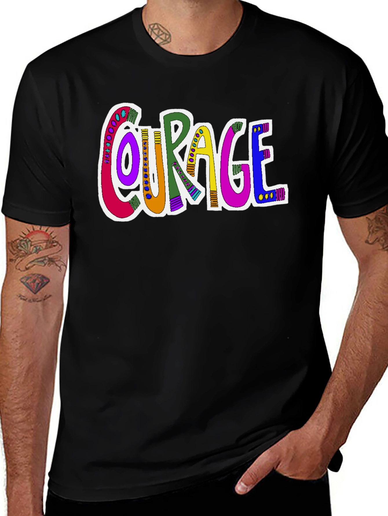 Variant 30 of Courage Graphic Black T-Shirt