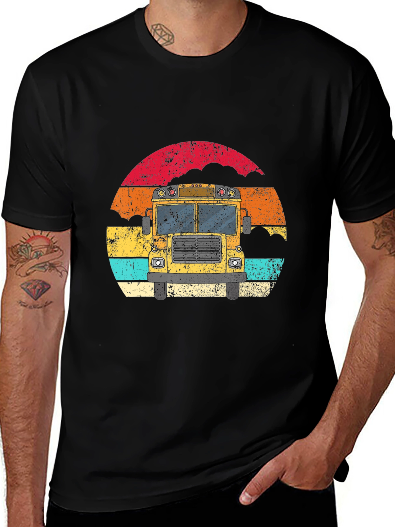 Retro School Bus Graphic Tee - Vintage Style T-Shirt