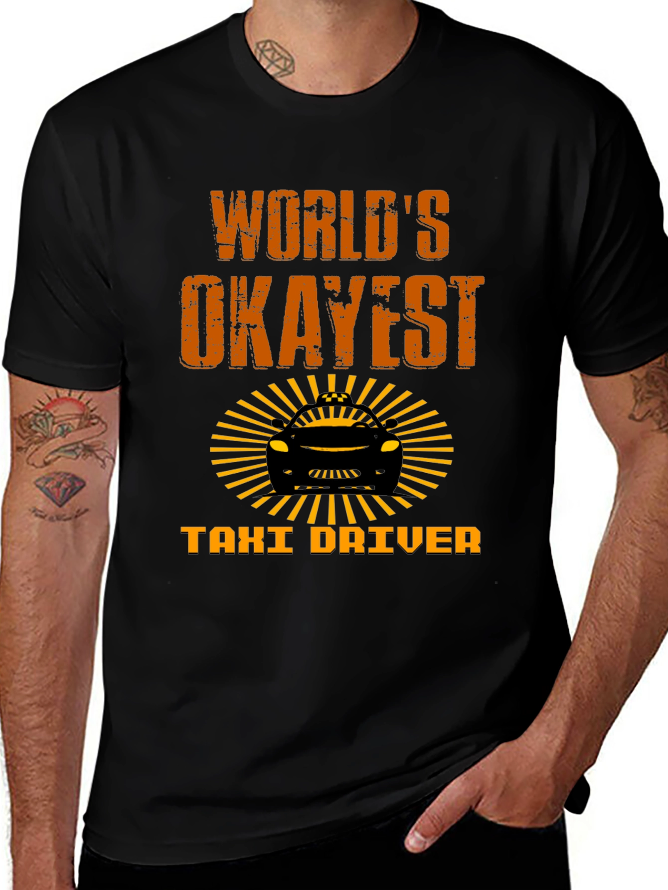 Black World's Okayest Taxi Driver T-Shirt - Funny Novelty Tee main image