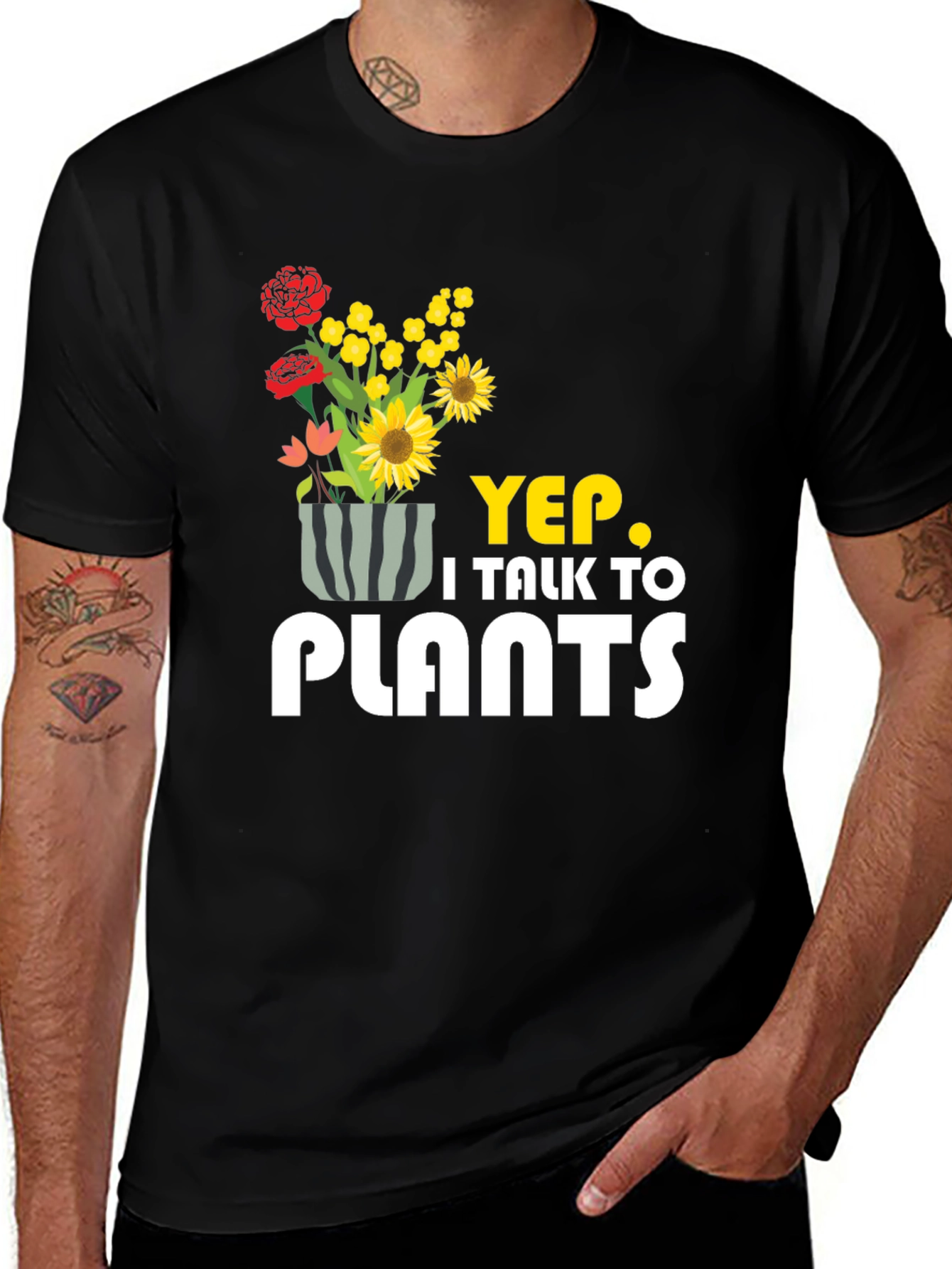 Variant 27 of Yep, I Talk to Plants Black Graphic Tee